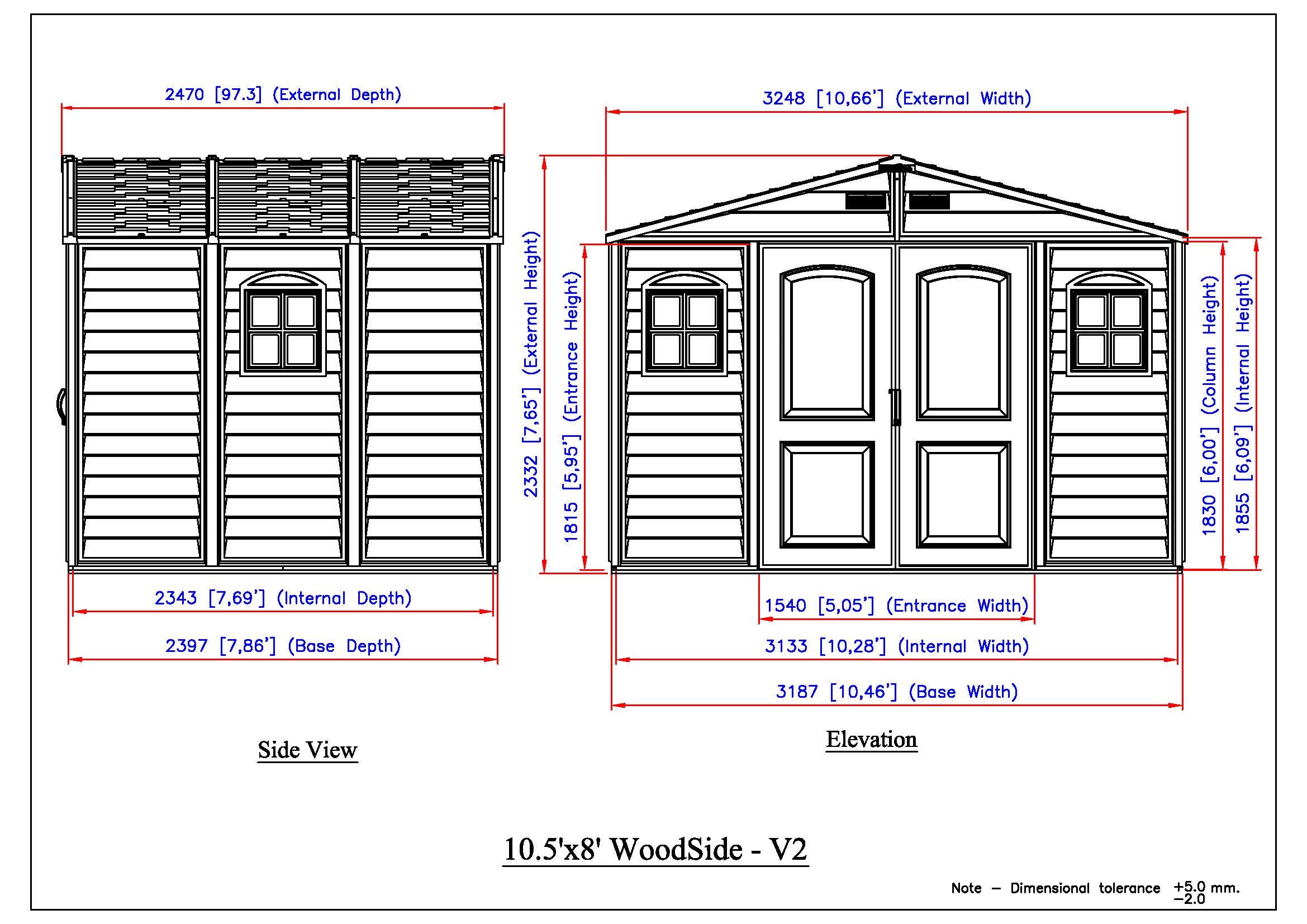 Duramax Woodside Plus 10.5x8 Vinyl Resin Outdoor Storage Shed With Foundation Kit