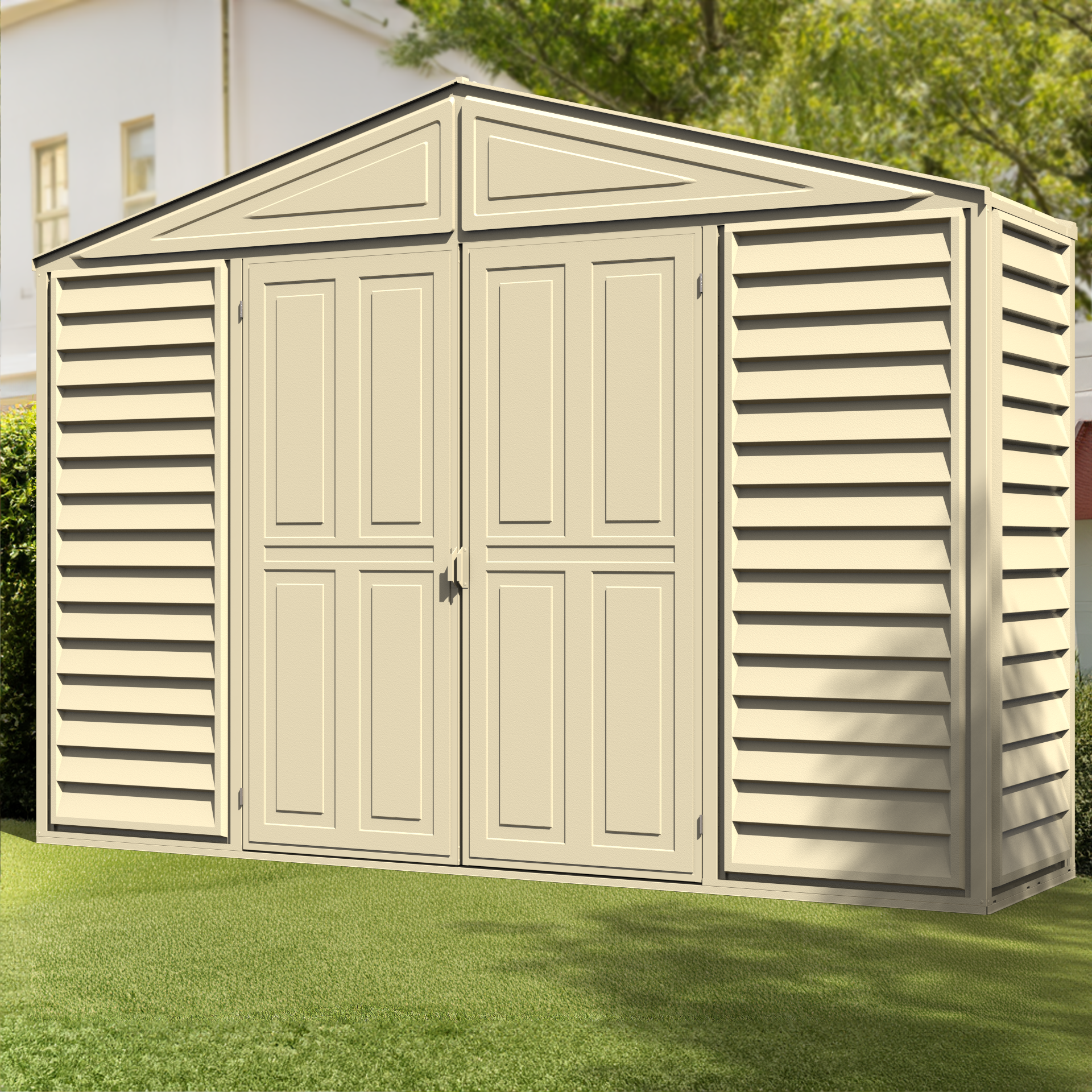 DuraMax 10.5ft x 2.75ft SidePro Vinyl Shed with Foundation Kit