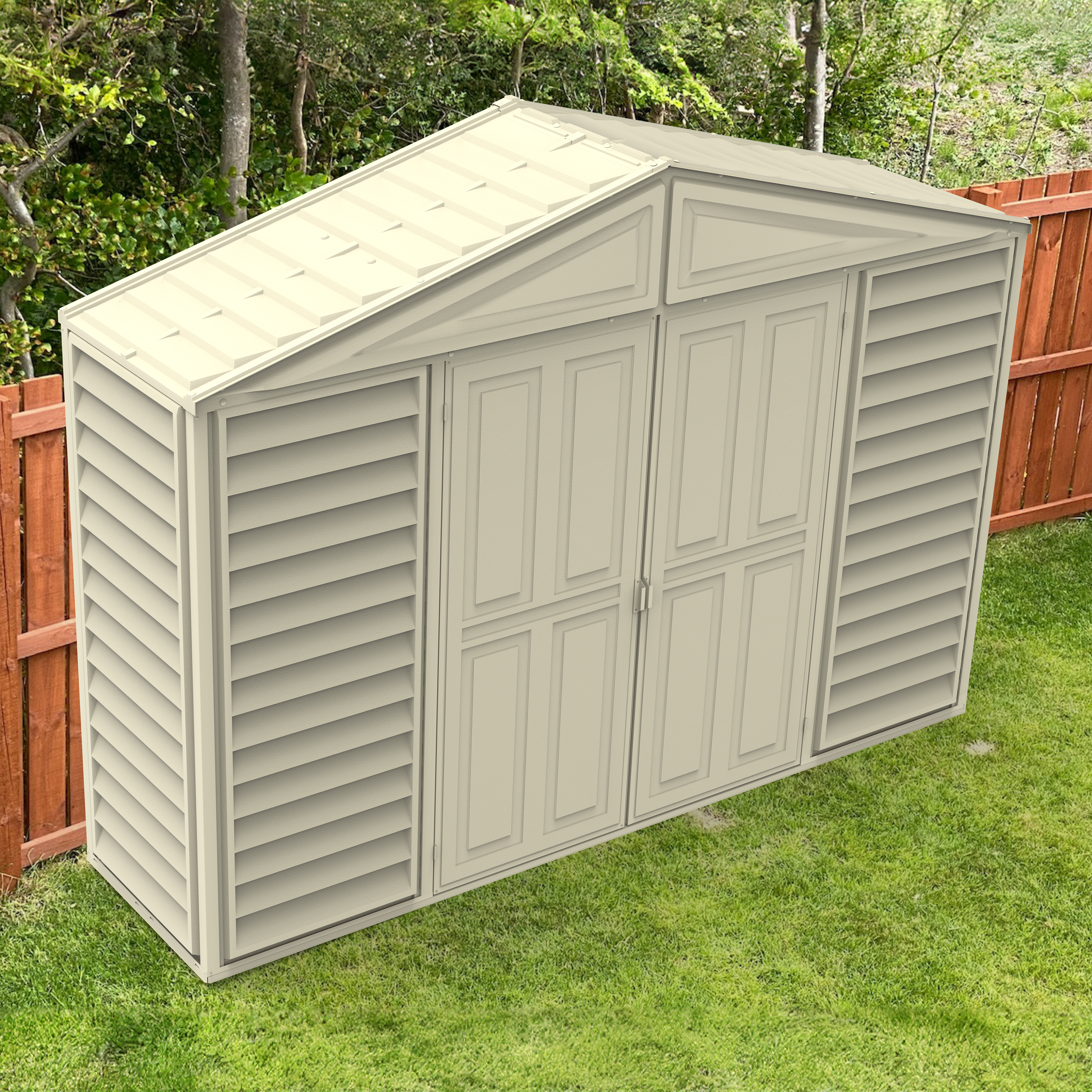 DuraMax 10.5ft x 2.75ft SidePro Vinyl Shed with Foundation Kit