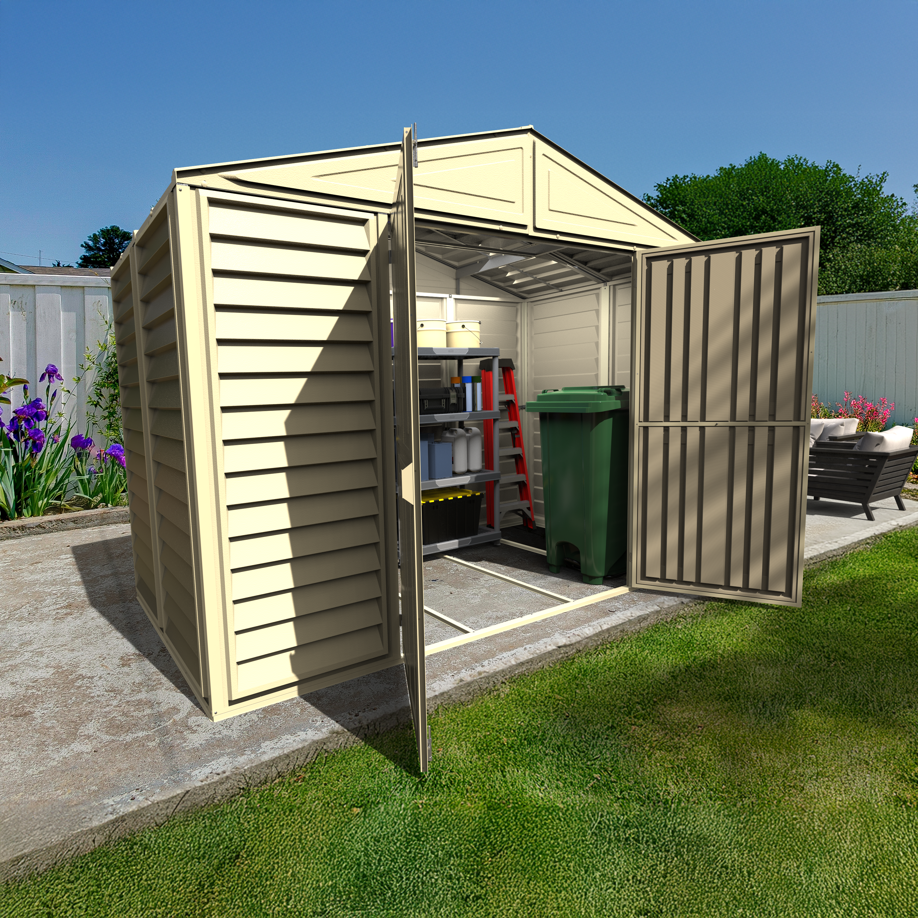 DuraMax 10.5ft x 5ft Woodbridge Vinyl Shed with Foundation Kit