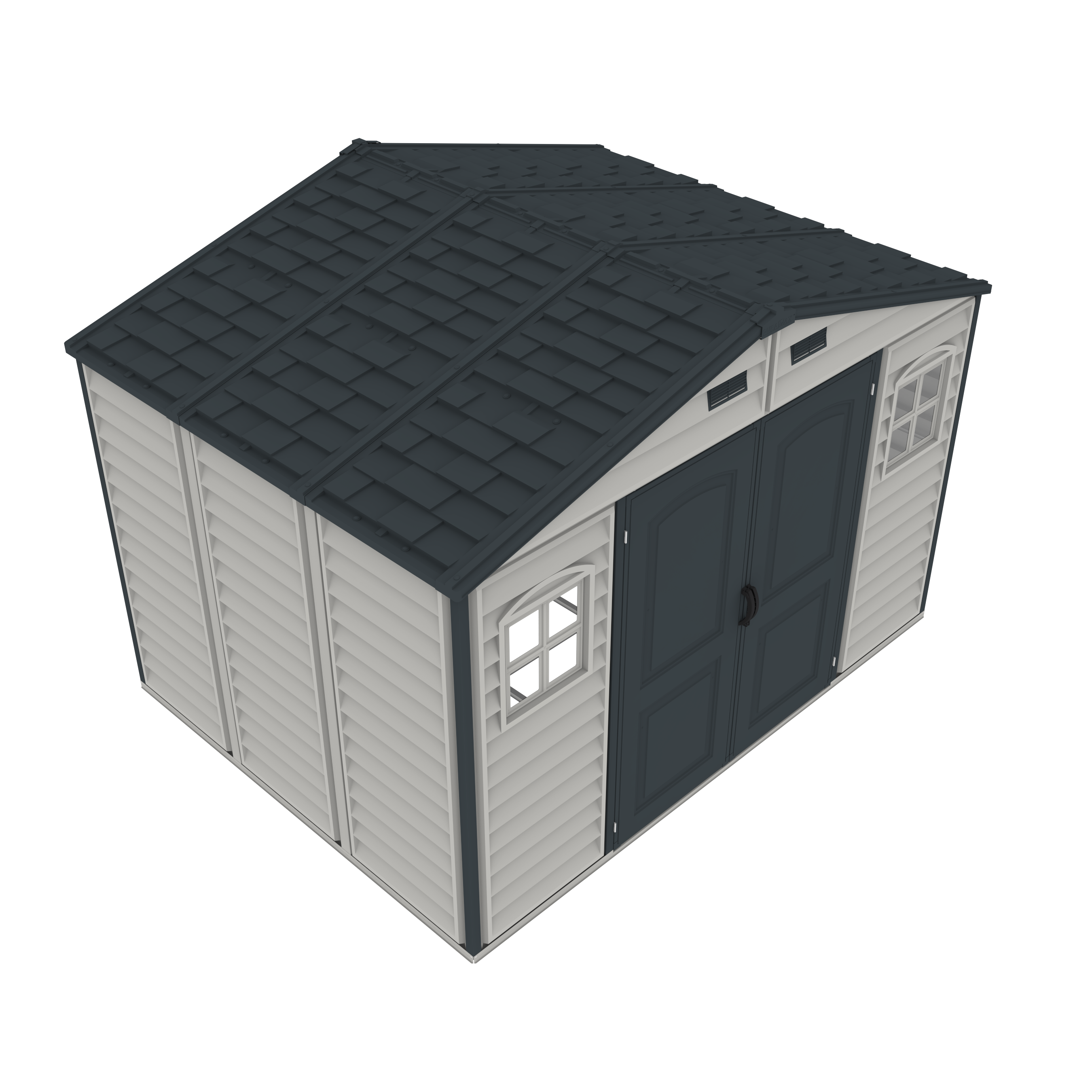Duramax Woodside Plus 10.5x8 Vinyl Resin Outdoor Storage Shed With Foundation Kit