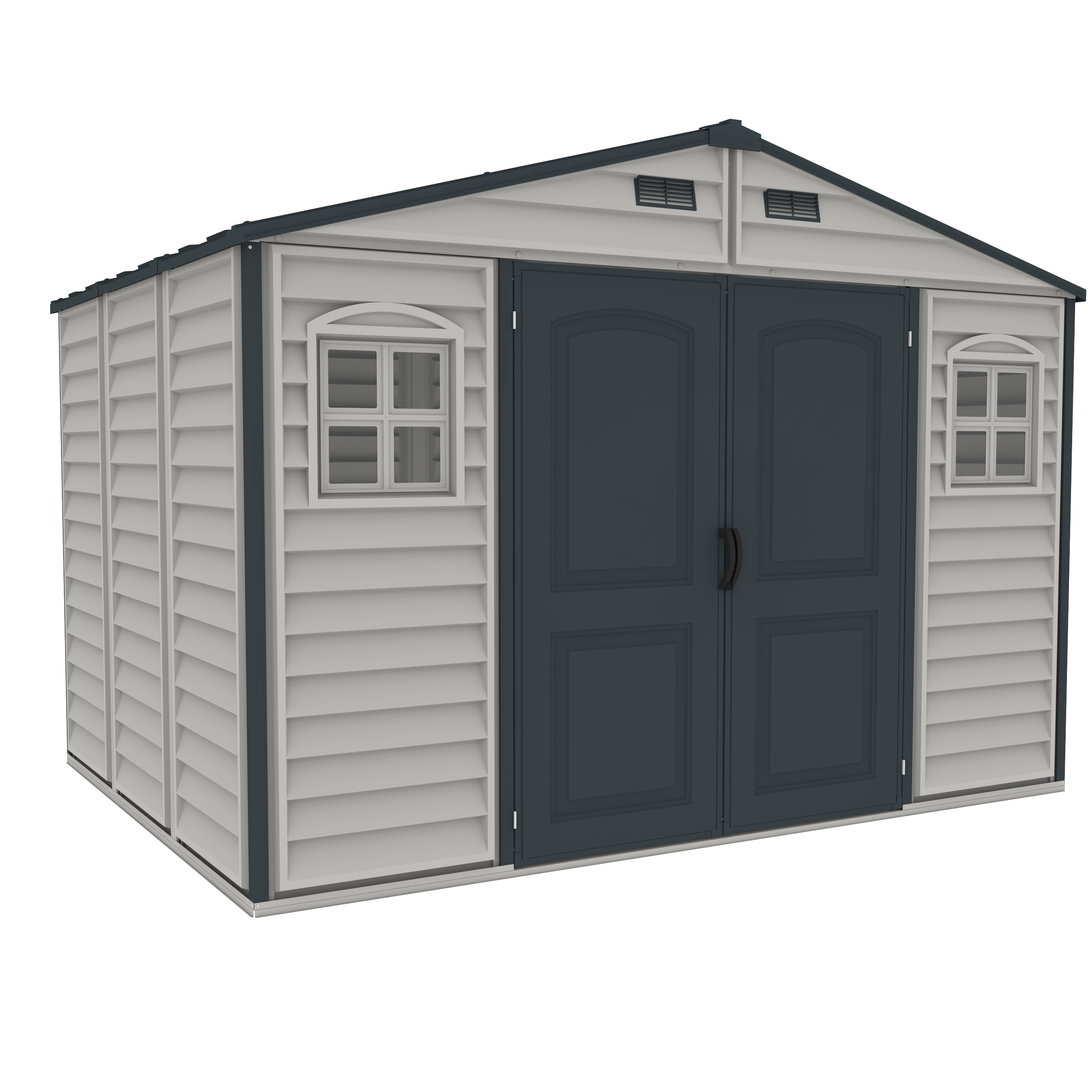 Duramax Woodside Plus 10.5x8 Vinyl Resin Outdoor Storage Shed With Foundation Kit