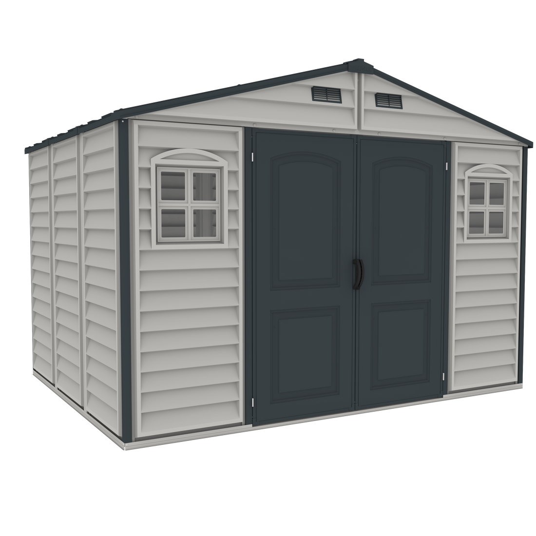 Duramax Woodside Plus 10.5x8 Vinyl Resin Outdoor Storage Shed With Foundation Kit