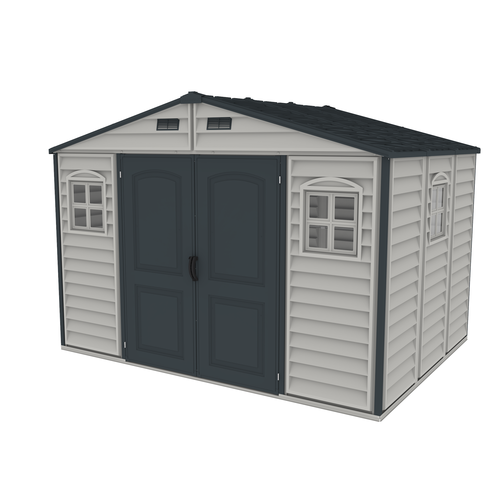 Duramax Woodside Plus 10.5x8 Vinyl Resin Outdoor Storage Shed With Foundation Kit