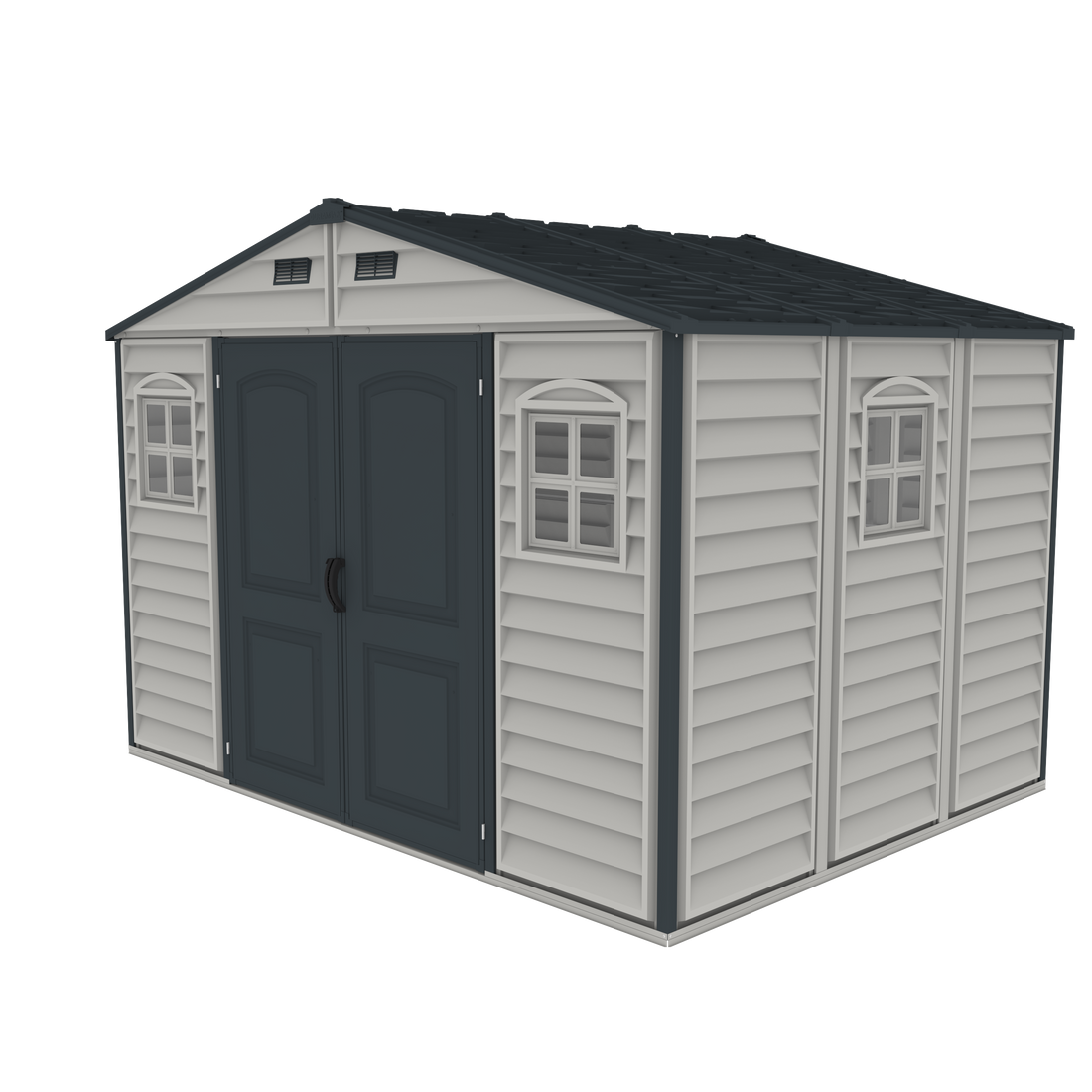 Duramax Woodside Plus 10.5x8 Vinyl Resin Outdoor Storage Shed With Foundation Kit