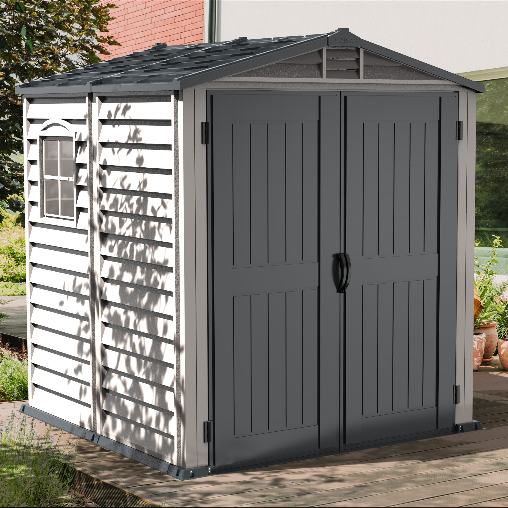 DuraMax Plus 6ft x6ft Storemate Vinyl Shed with Molded Floor
