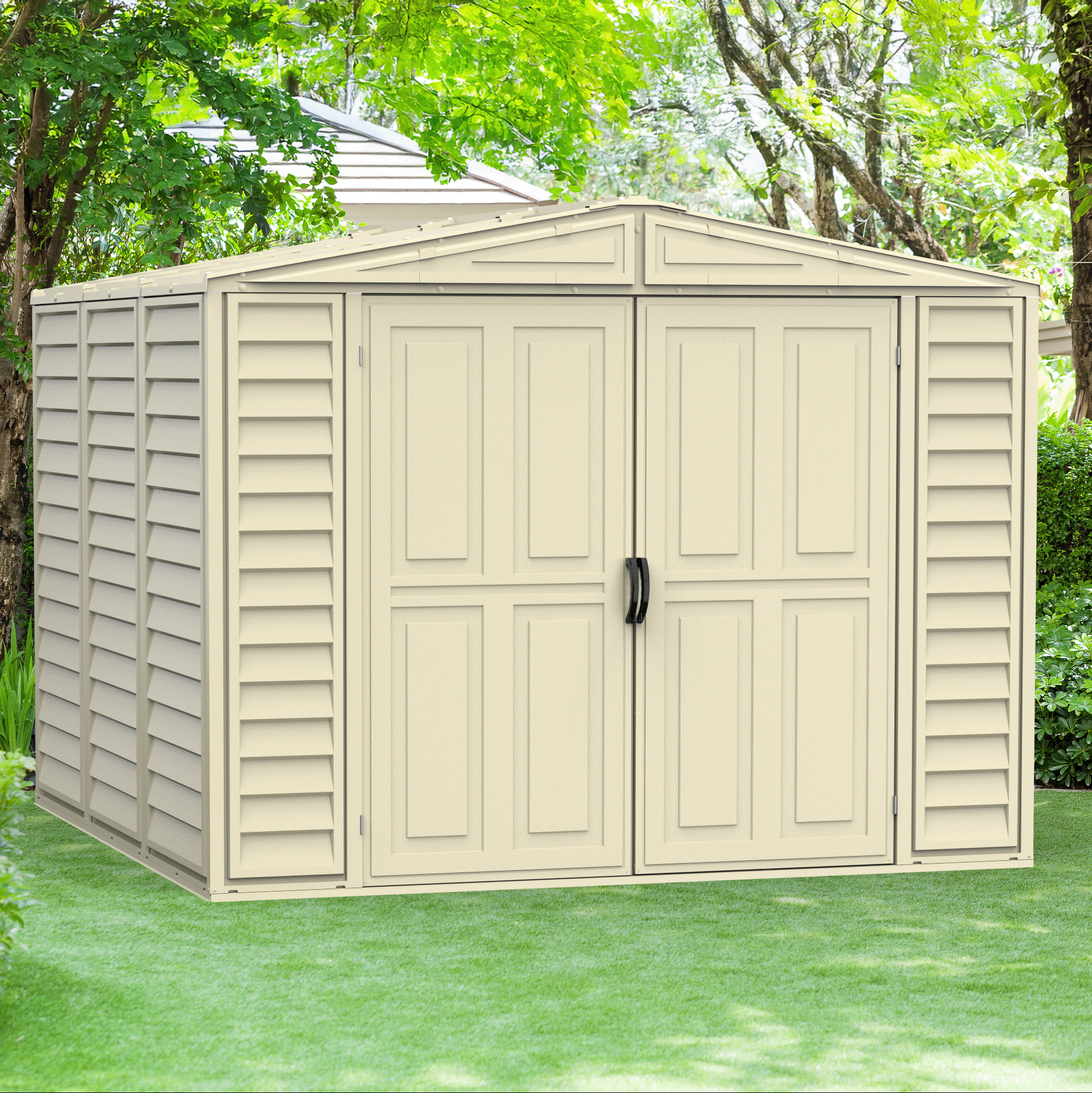 Duramax 8ft x 8ft Duramate Vinyl Shed with Foundation Kit