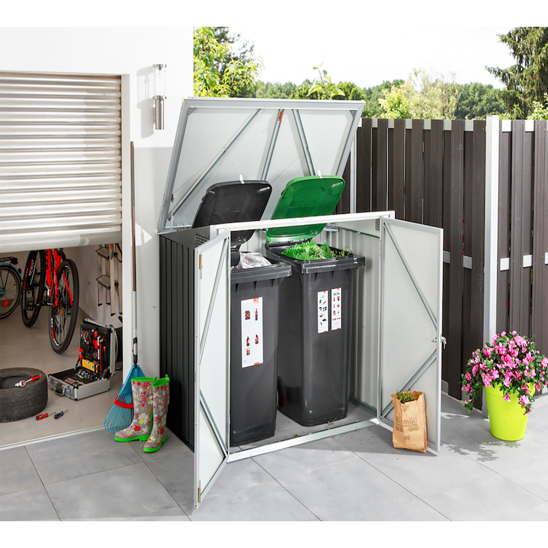 Duramax Enclosures Duramax 5ft x 3ft Metal Garbage Can Storage  Anthracite w/ white trim