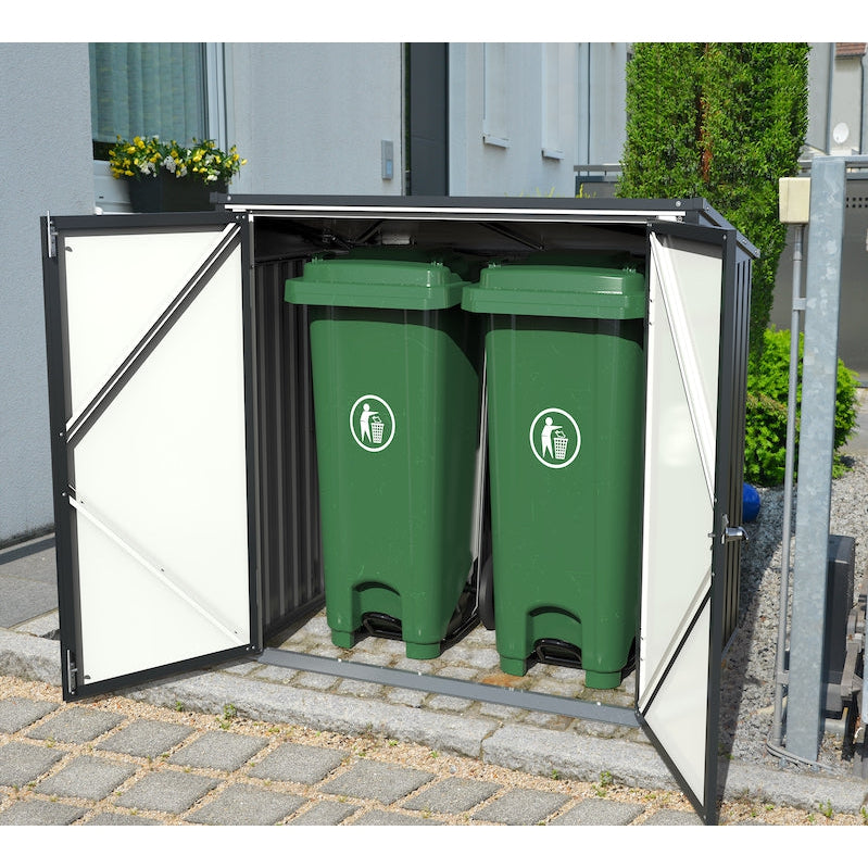 Duramax Enclosures Duramax 5ft x 3ft Metal Garbage Can Storage  Anthracite w/ white trim