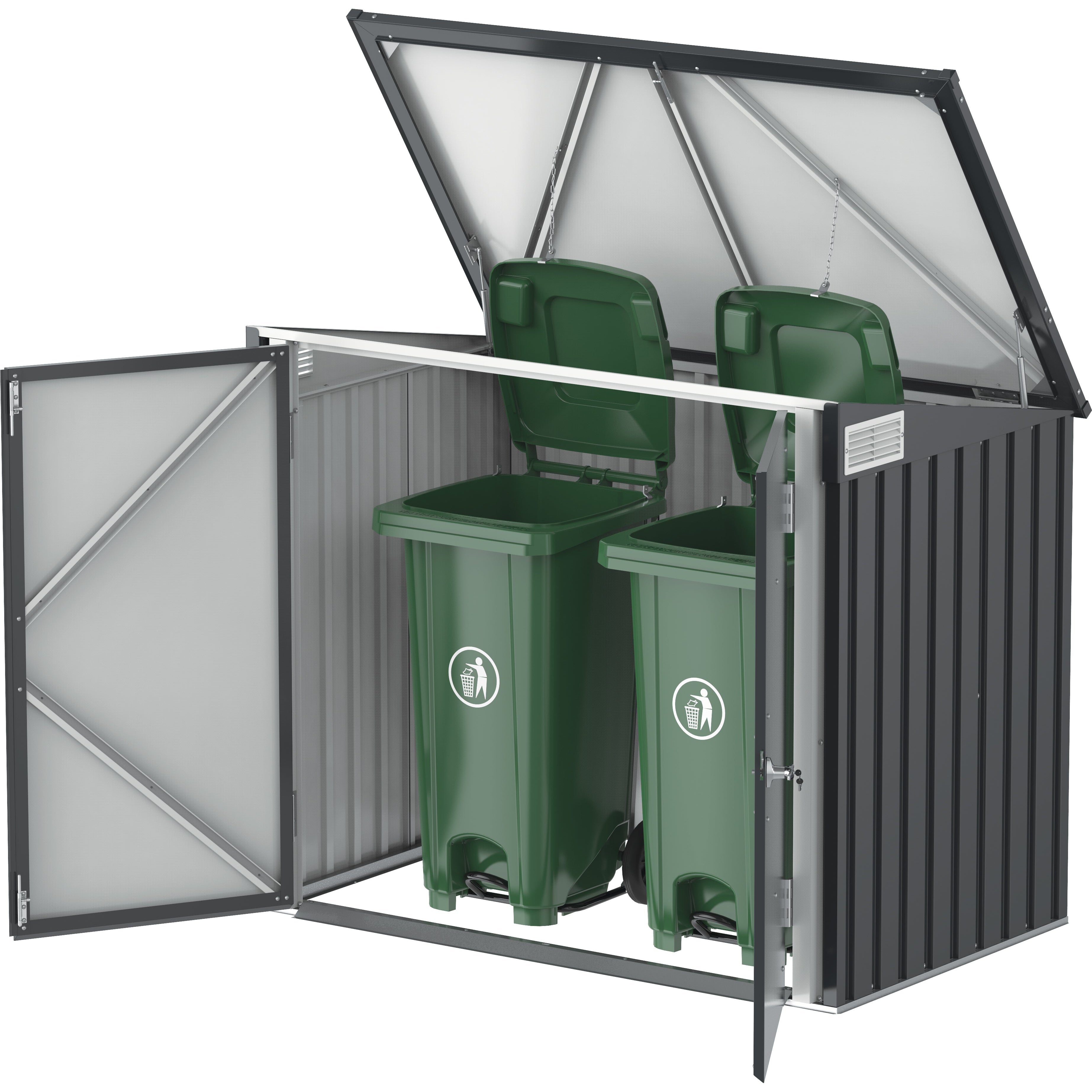 Duramax Enclosures Duramax 5ft x 3ft Metal Garbage Can Storage  Anthracite w/ white trim