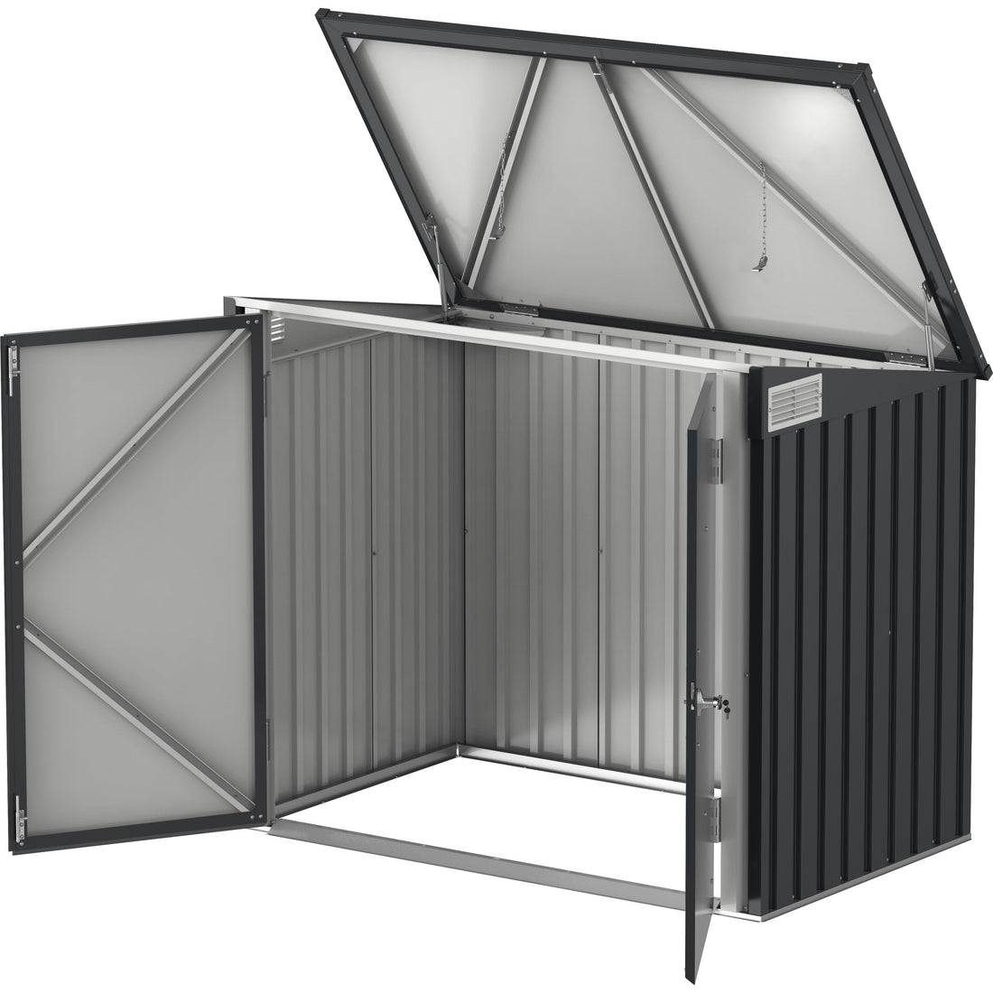 Duramax Enclosures Duramax 5ft x 3ft Metal Garbage Can Storage  Anthracite w/ white trim