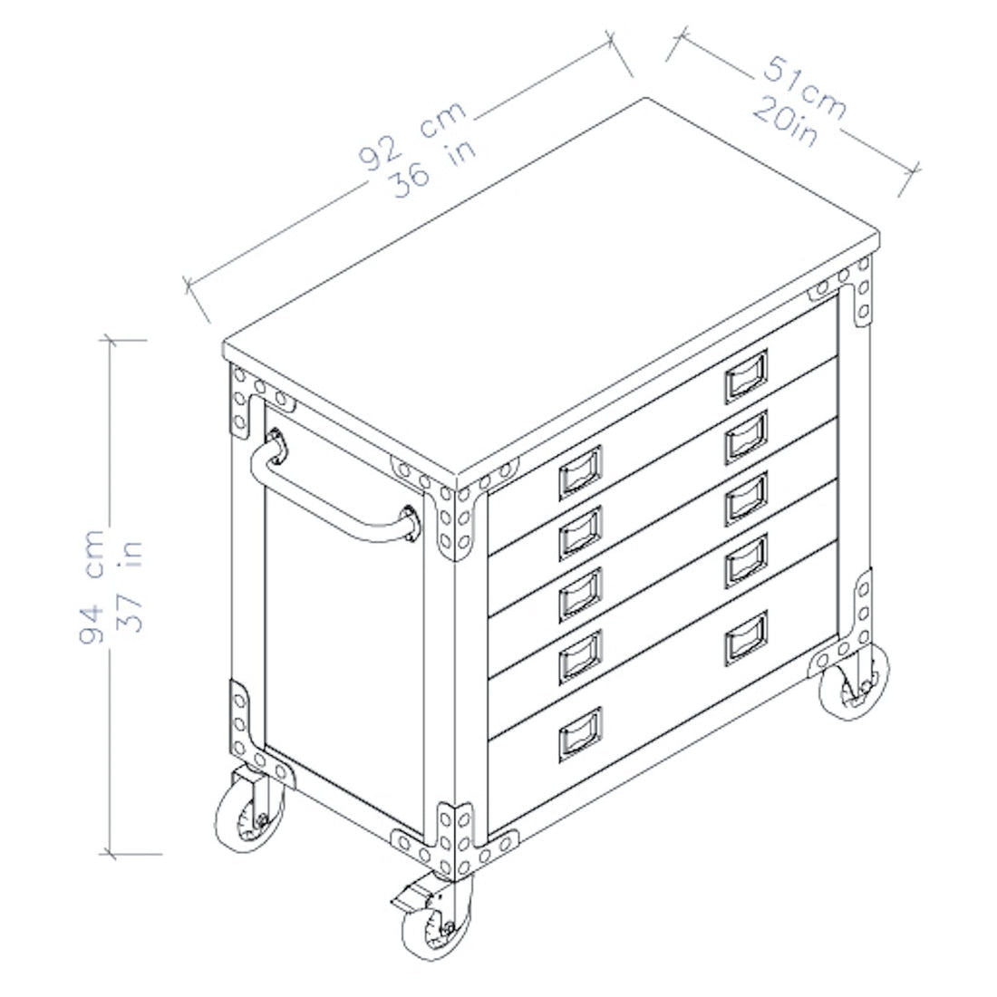 Duramax furniture Duramax 36 In. 5-Drawers Rolling Tool Chest with Wood Top