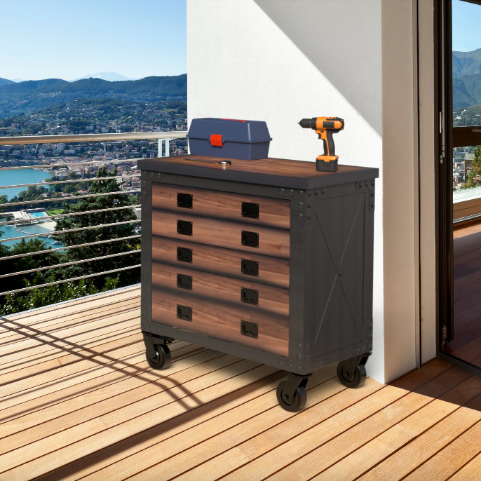 Duramax furniture Duramax 36 In. 5-Drawers Rolling Tool Chest with Wood Top