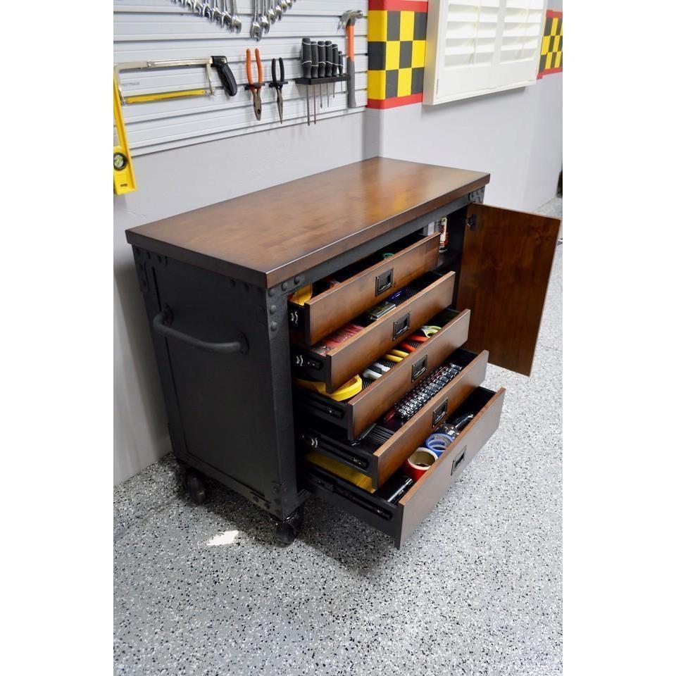 Duramax garage storage Duramax 48 in. 5-Drawers Rolling Tool Chest with Wood Top