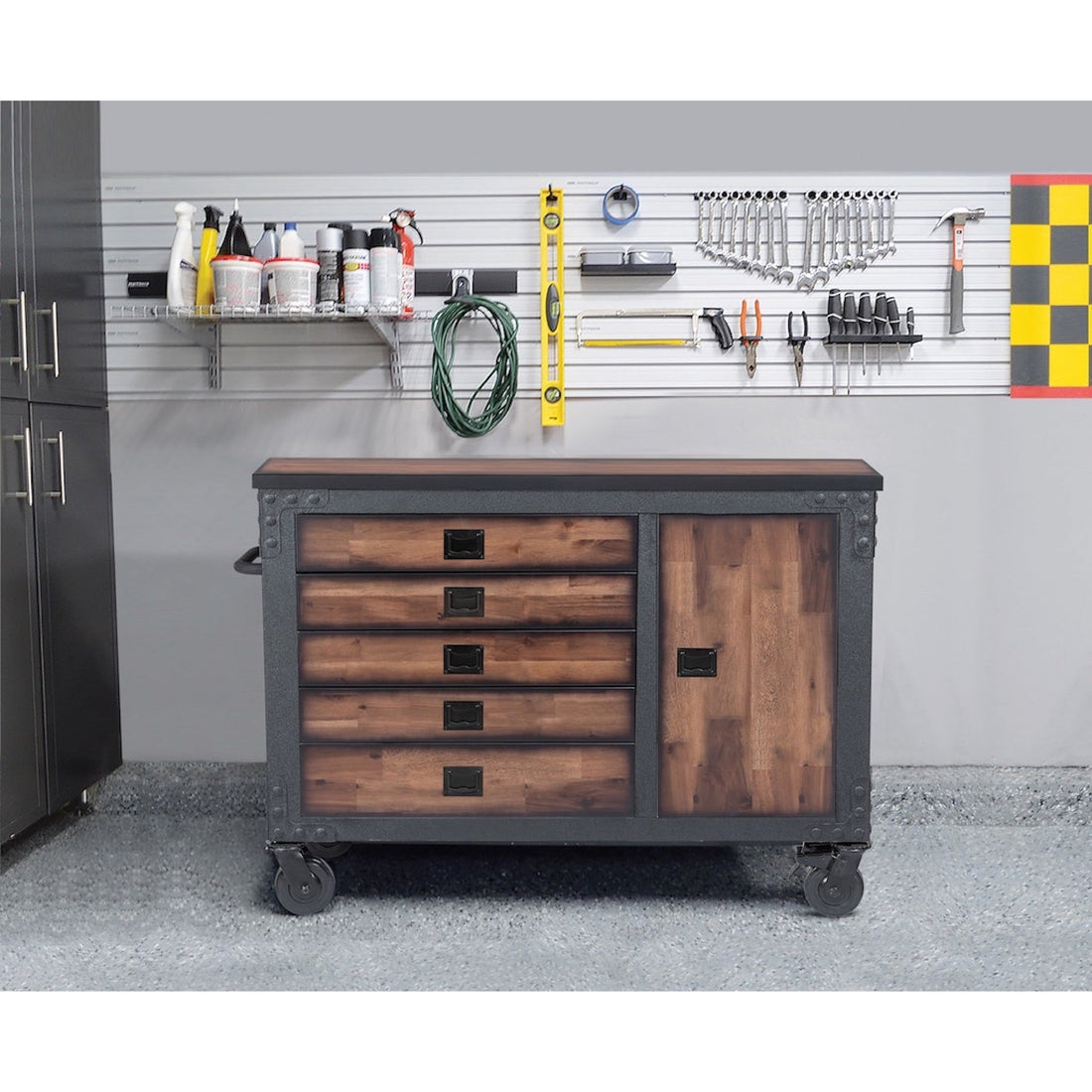 Duramax garage storage Duramax 48 in. 5-Drawers Rolling Tool Chest with Wood Top