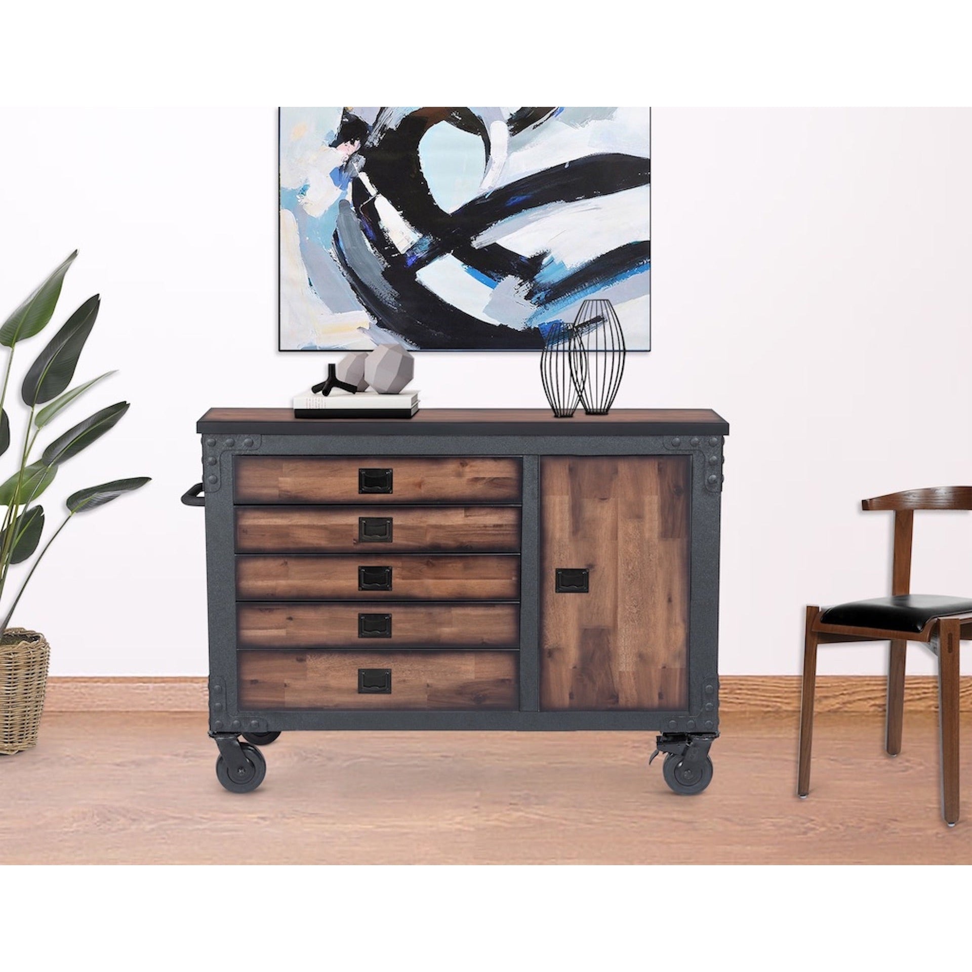 Duramax garage storage Duramax 48 in. 5-Drawers Rolling Tool Chest with Wood Top