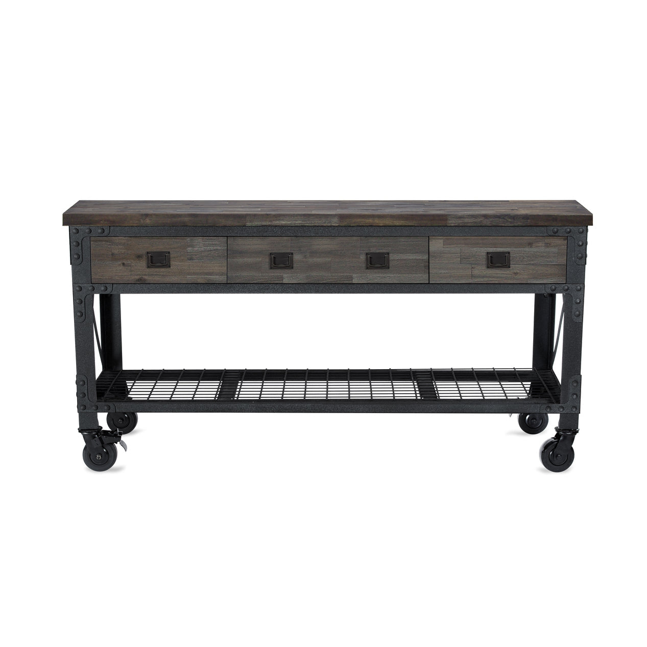 Duramax garage storage Duramax Rolling Industrial Workbench 72 In x 24 In. 3 Drawer with Wood Top - Aged Espresso