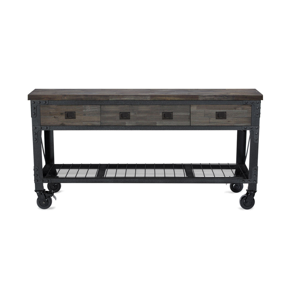 Duramax garage storage Duramax Rolling Industrial Workbench 72 In x 24 In. 3 Drawer with Wood Top - Aged Espresso
