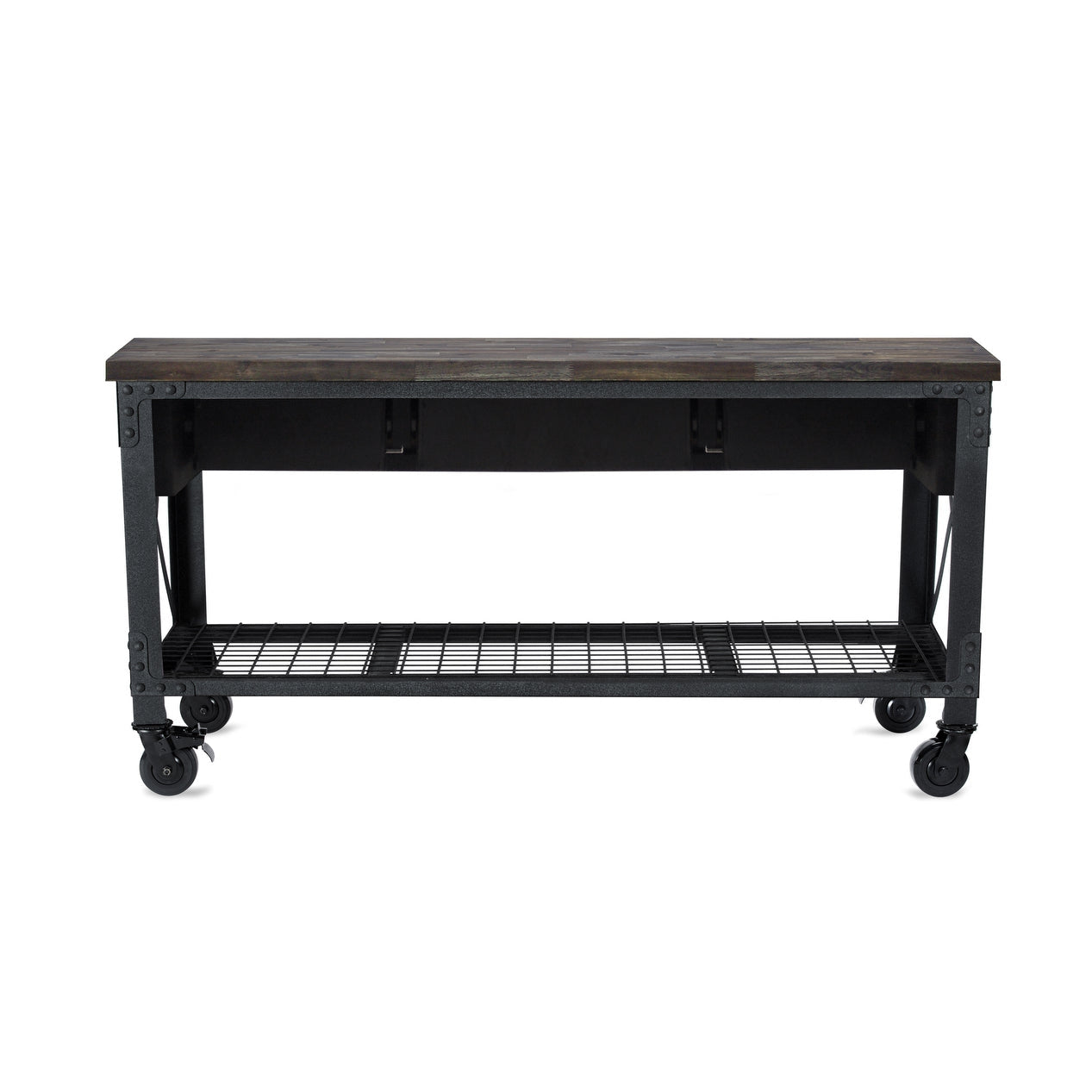 Duramax garage storage Duramax Rolling Industrial Workbench 72 In x 24 In. 3 Drawer with Wood Top - Aged Espresso