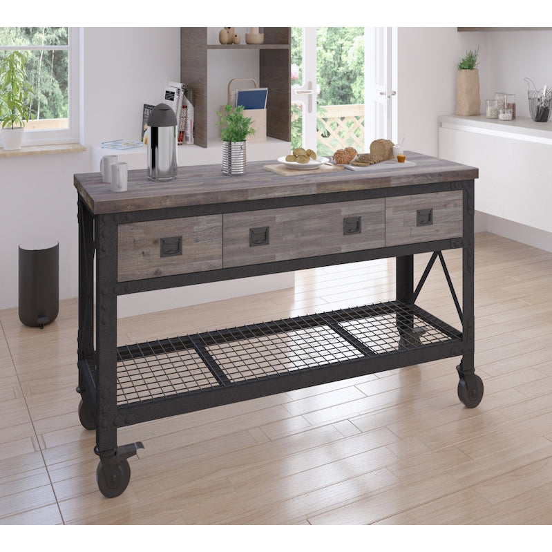 Duramax garage storage Duramax Rolling Industrial Workbench 72 In x 24 In. 3 Drawer with Wood Top - Aged Espresso