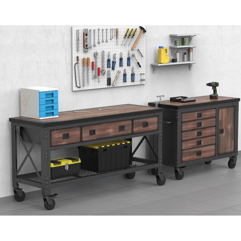 Duramax garage storage Duramax Rolling Workbench Furniture 72 in. x 24 in. with 3 Drawers, for Home, Garage, Workshop
