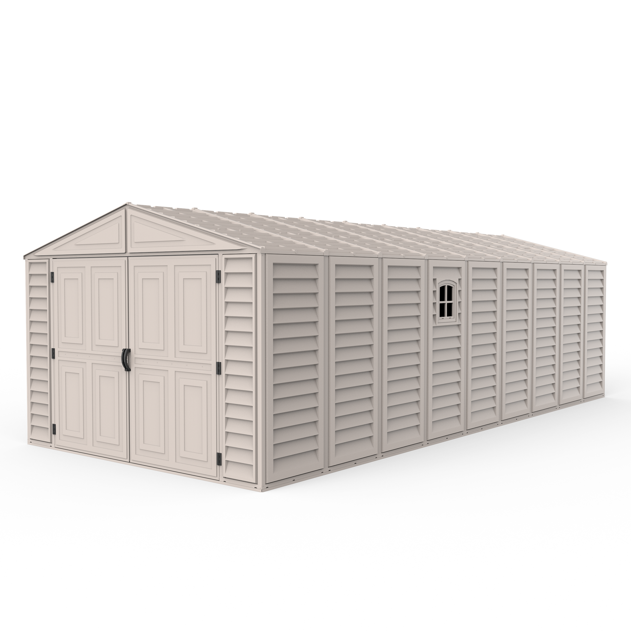 Duramax Garages DuraMax 10.5ft x 23ft Vinyl Garage with Foundation Kit and windows