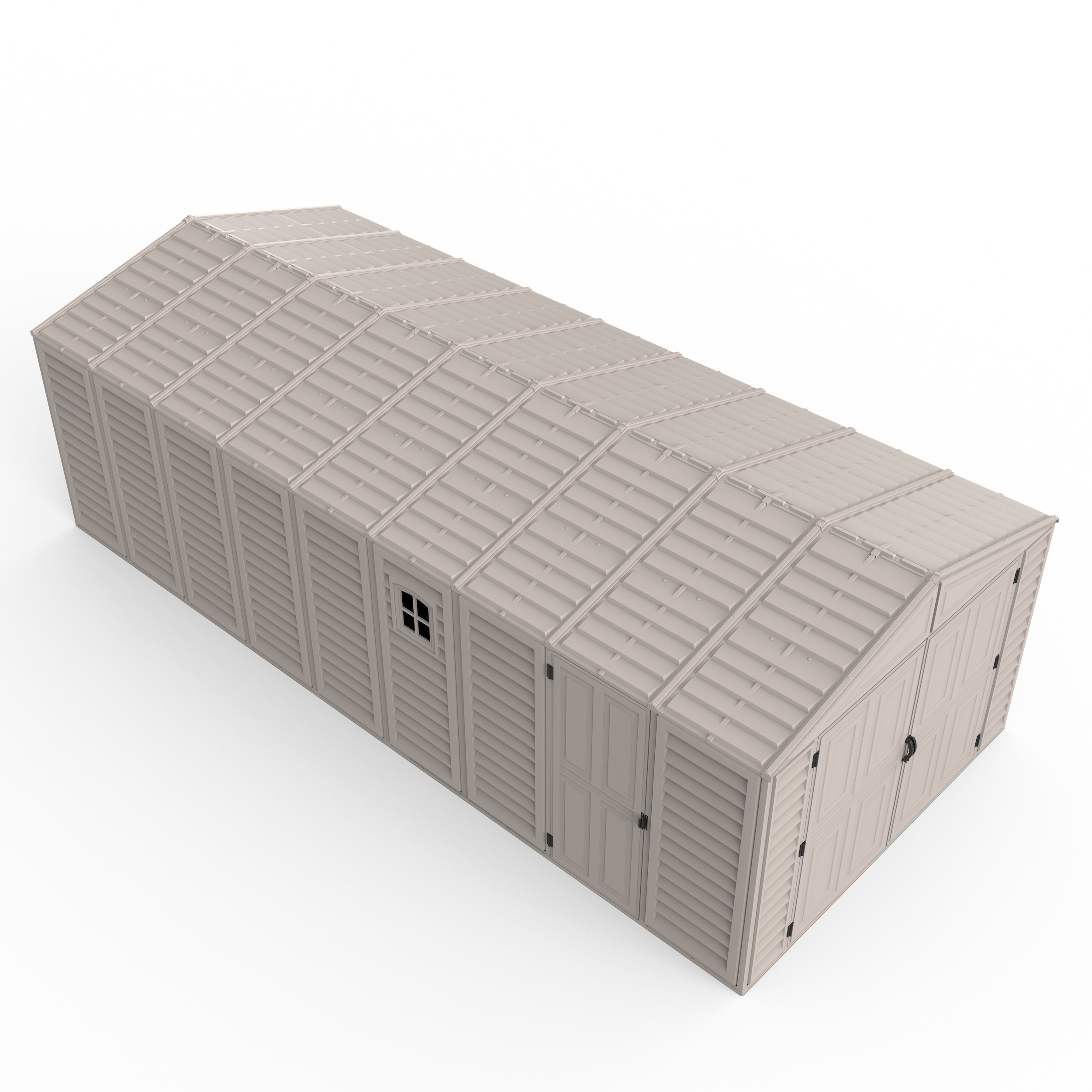 Duramax Garages DuraMax 10.5ft x 23ft Vinyl Garage with Foundation Kit and windows