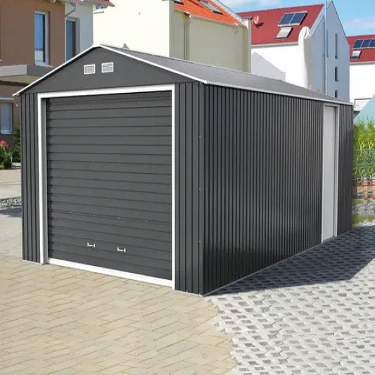 Duramax 12ft x 20ft Imperial Metal Garage Dark Gray / White Trim