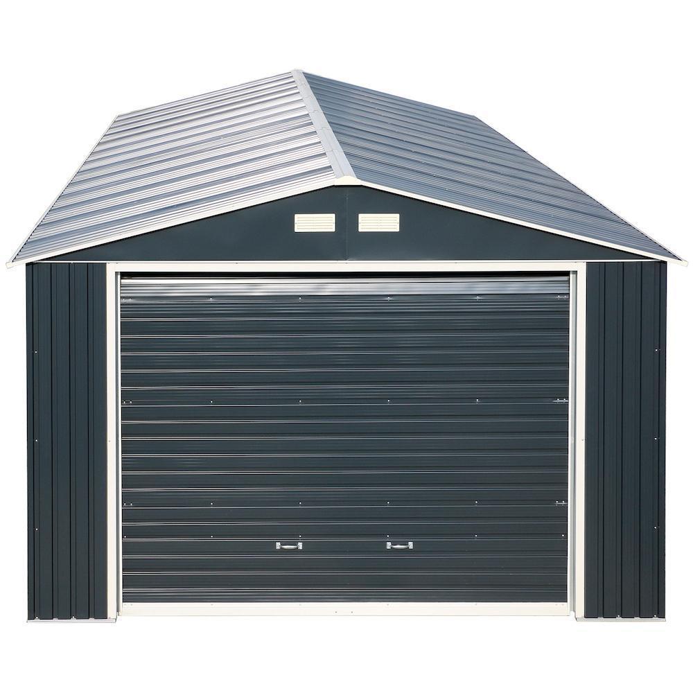 Duramax Garages Duramax 12ft x 26ft Imperial Metal Garage Dark Gray / White Trim