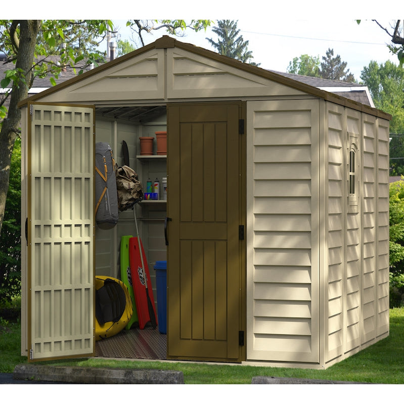 Duramax sheds DuraMax 10.5ft x 10.5 ft Woodbridge Plus Vinyl Shed w/ Foundation Kit & Window