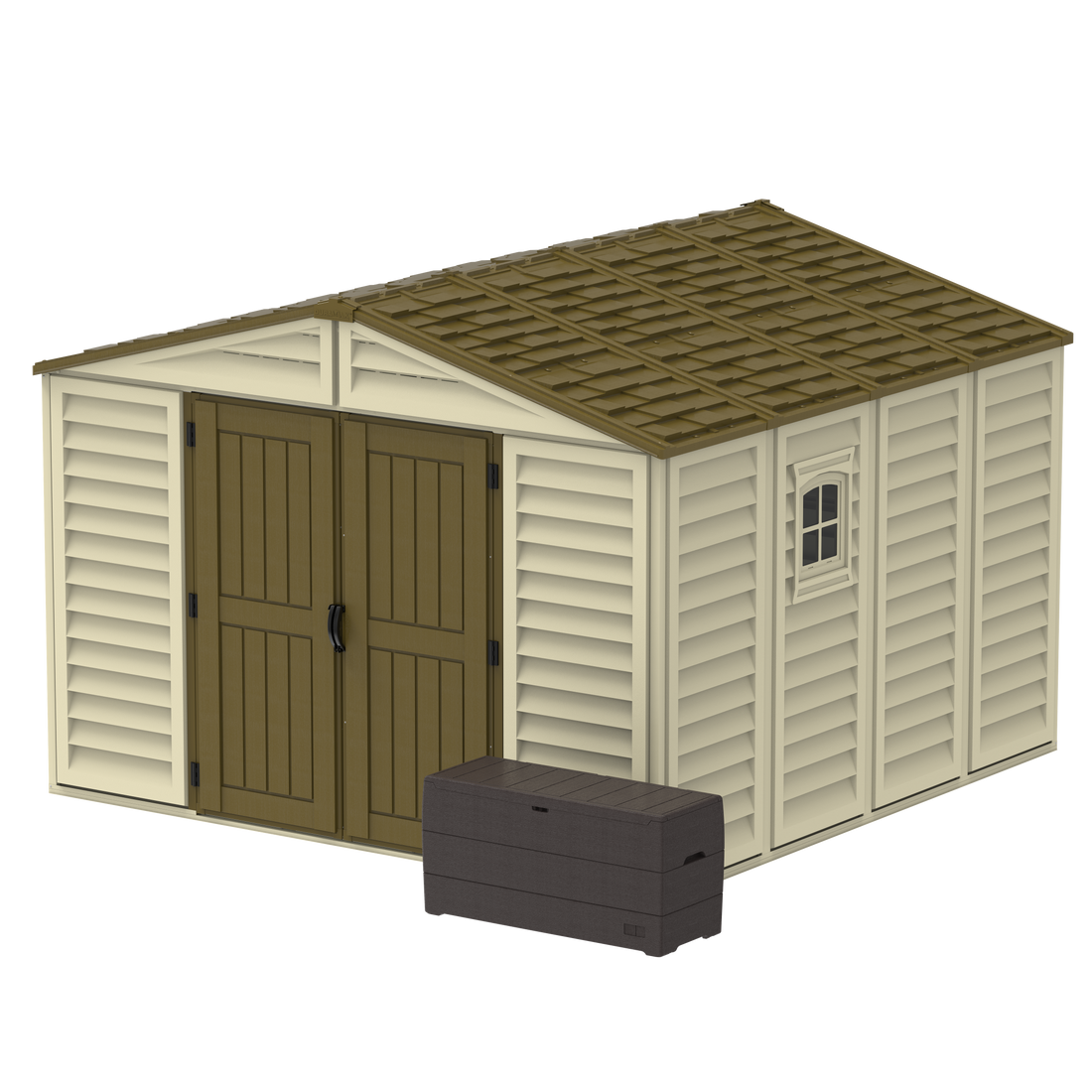 Duramax sheds DuraMax 10.5ft x 10.5 ft Woodbridge Plus Vinyl Shed w/ Foundation Kit & Window