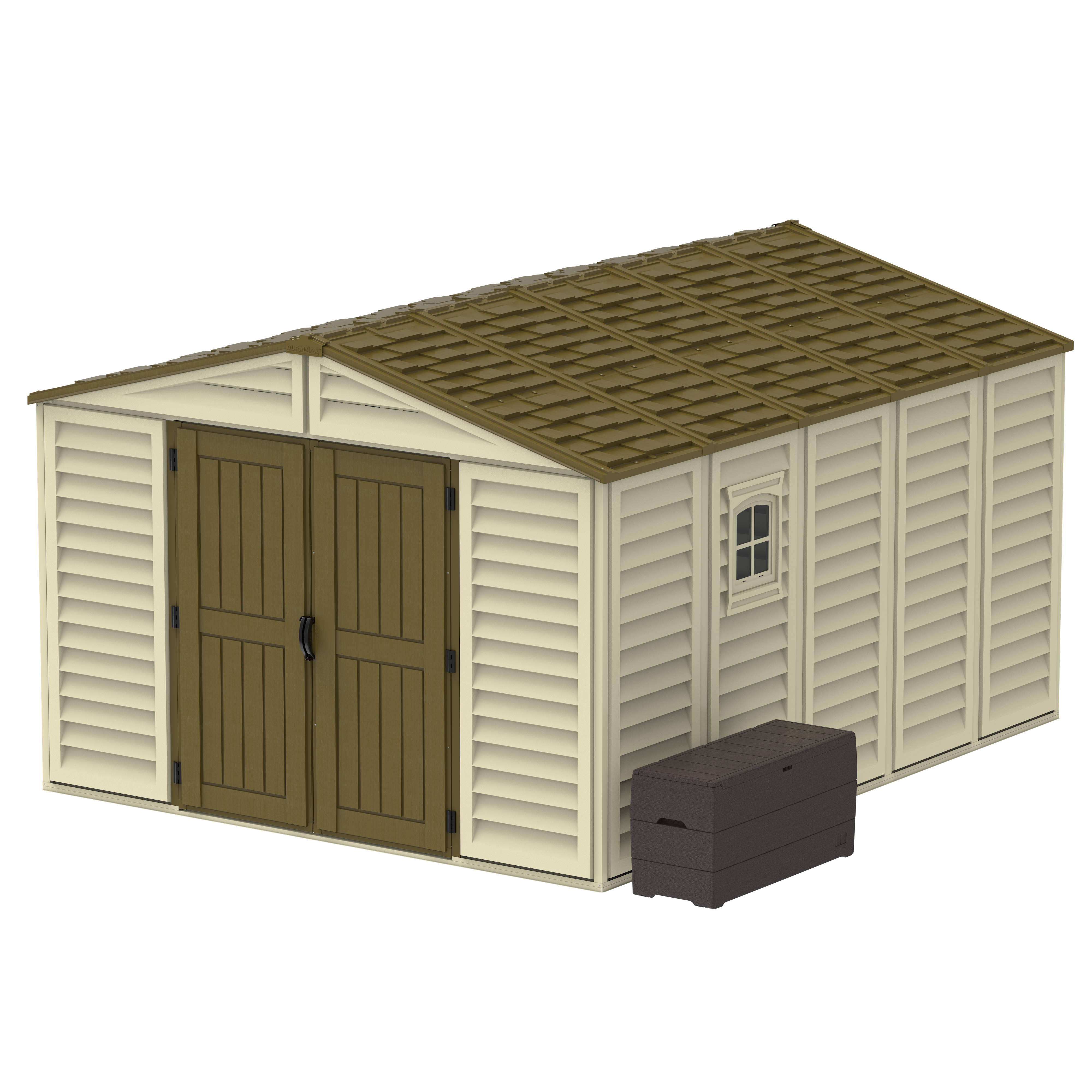 Duramax sheds DuraMax 10.5ft x 13ft  Woodbridge Plus Vinyl Shed w/ Foundation Kit & Window