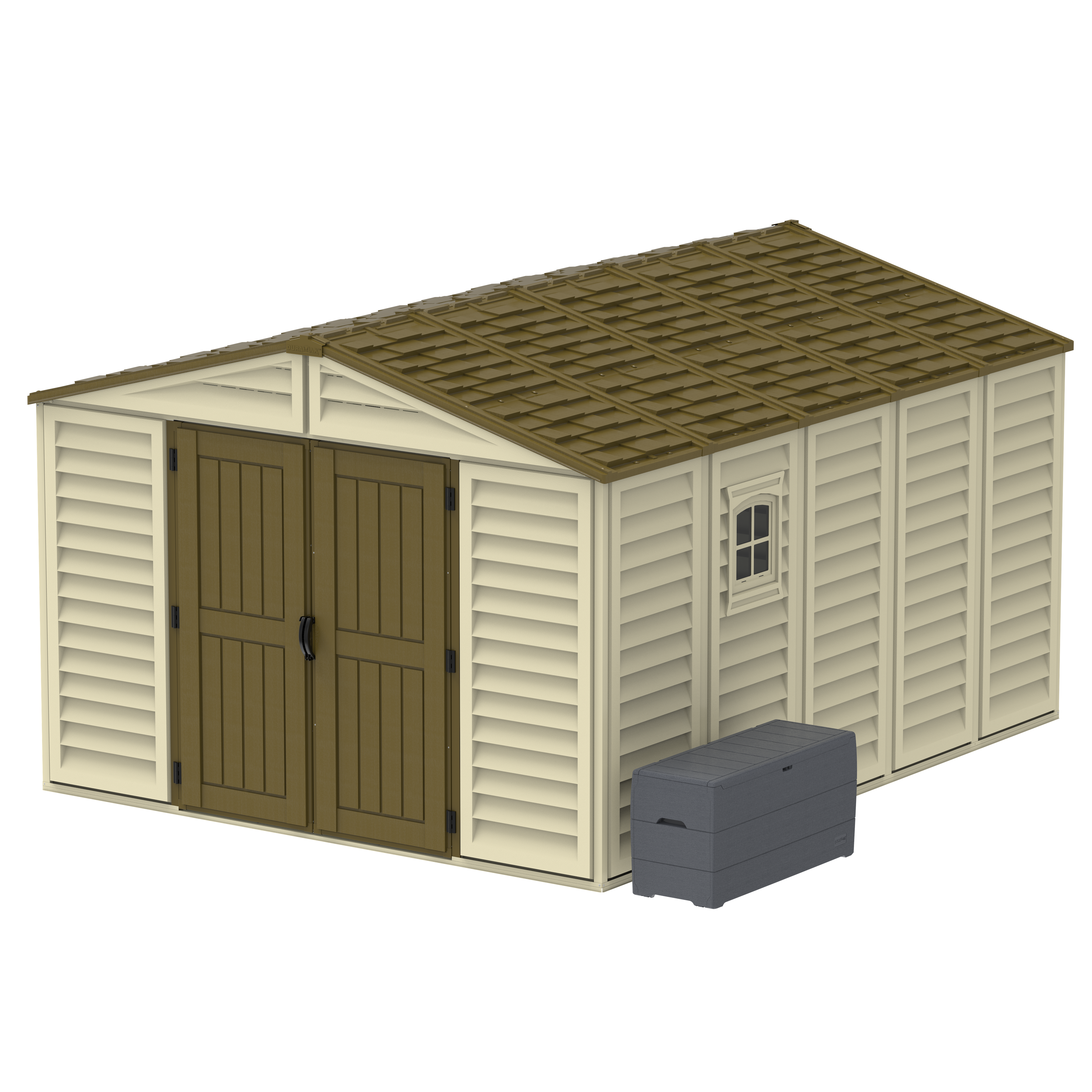 Duramax sheds DuraMax 10.5ft x 13ft  Woodbridge Plus Vinyl Shed w/ Foundation Kit & Window
