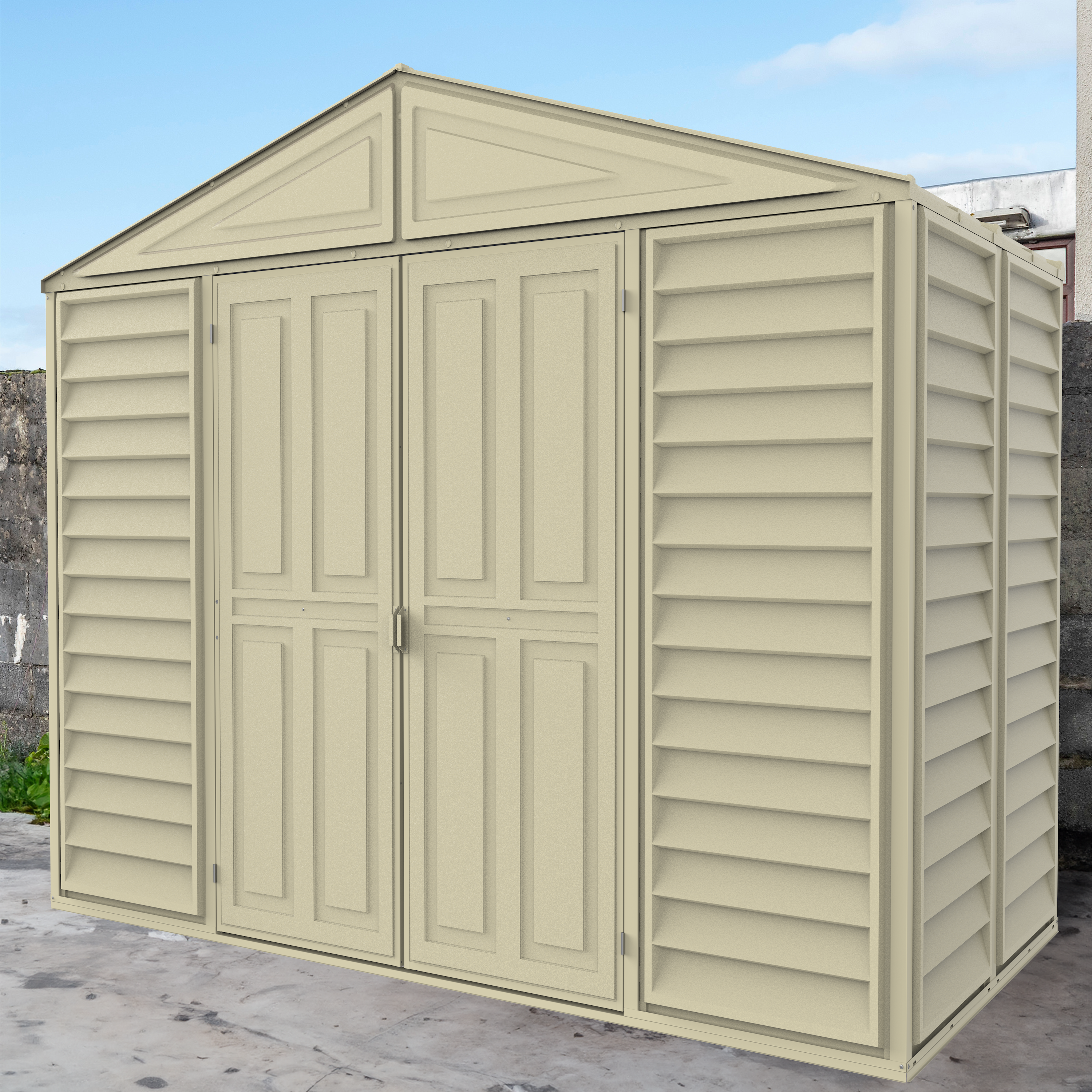 Duramax sheds DuraMax 10.5ft x 5ft Woodbridge Vinyl Shed with Foundation Kit