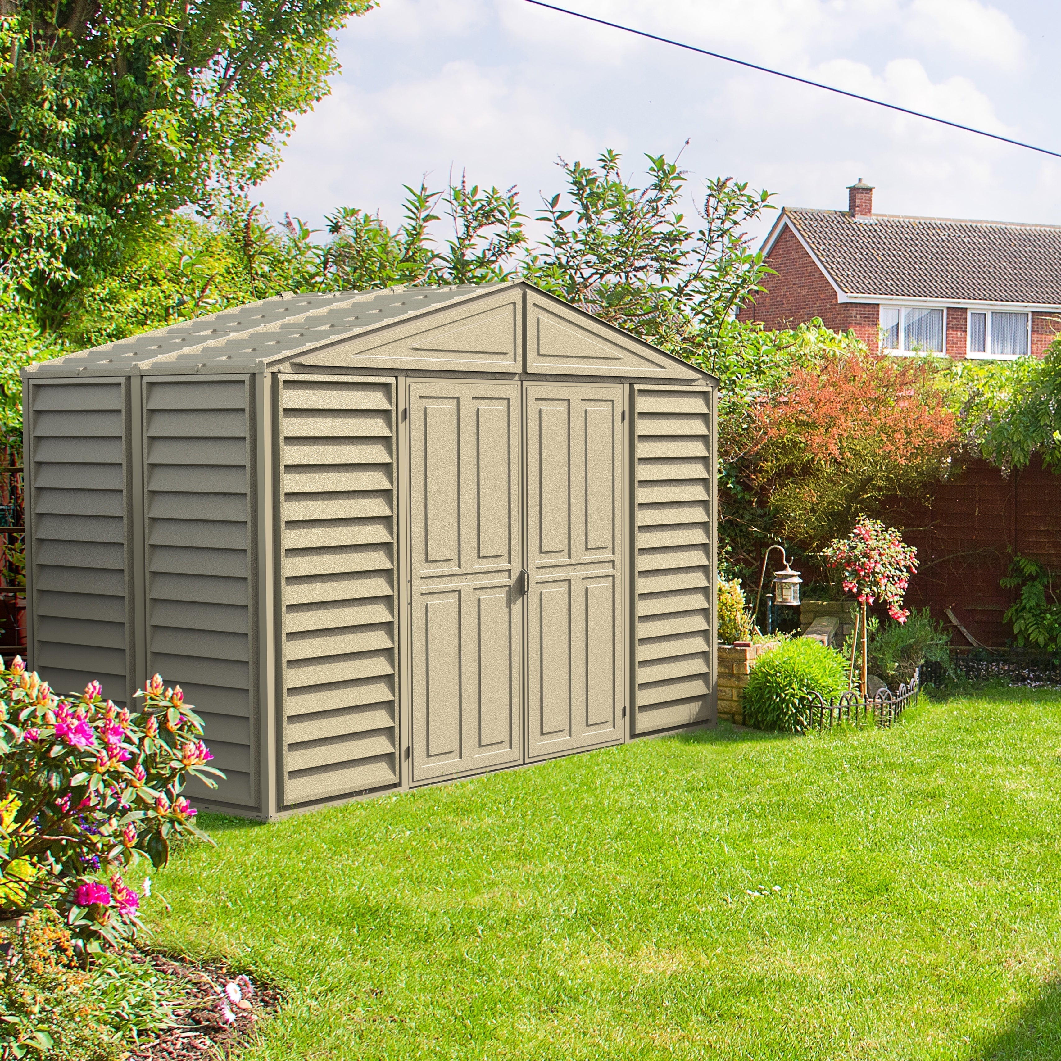 Duramax sheds DuraMax 10.5ft x 5ft Woodbridge Vinyl Shed with Foundation Kit
