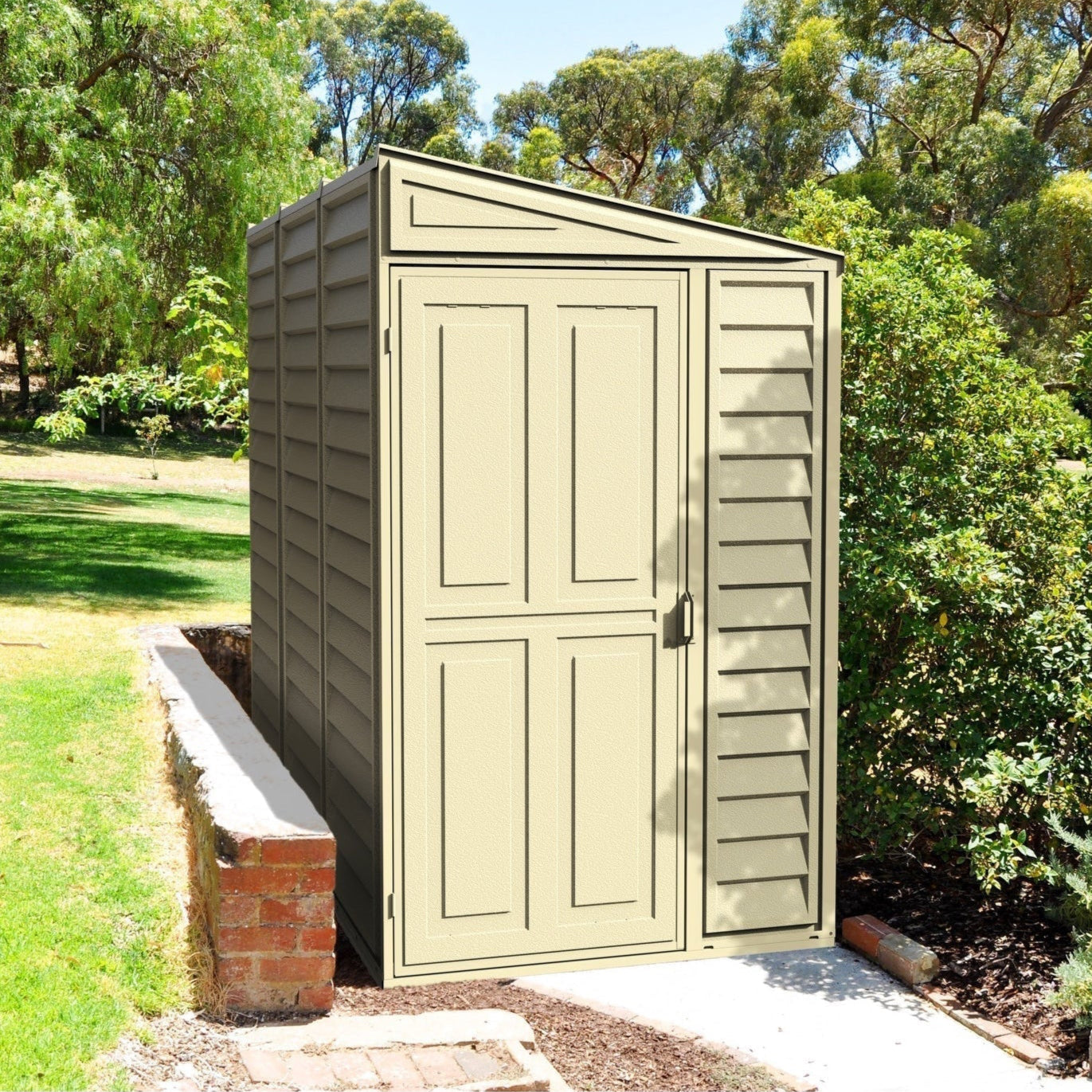 Duramax sheds Duramax 4ft x 8ft Sidemate Vinyl Resin Outdoor Storage Shed  With Foundation Kit