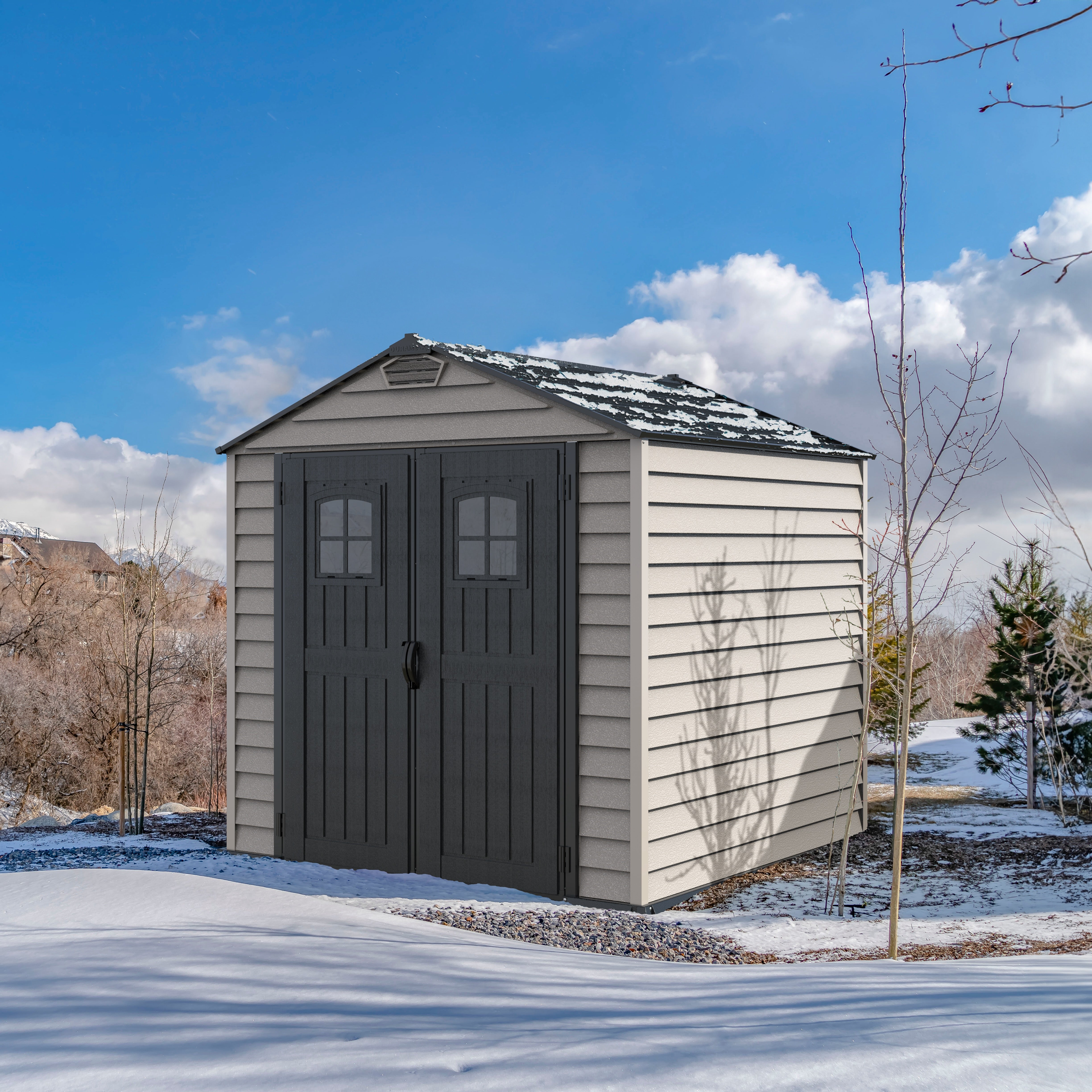 DuraMax 7ft x 7ft StoreMax Plus Vinyl Shed with Molded Floor