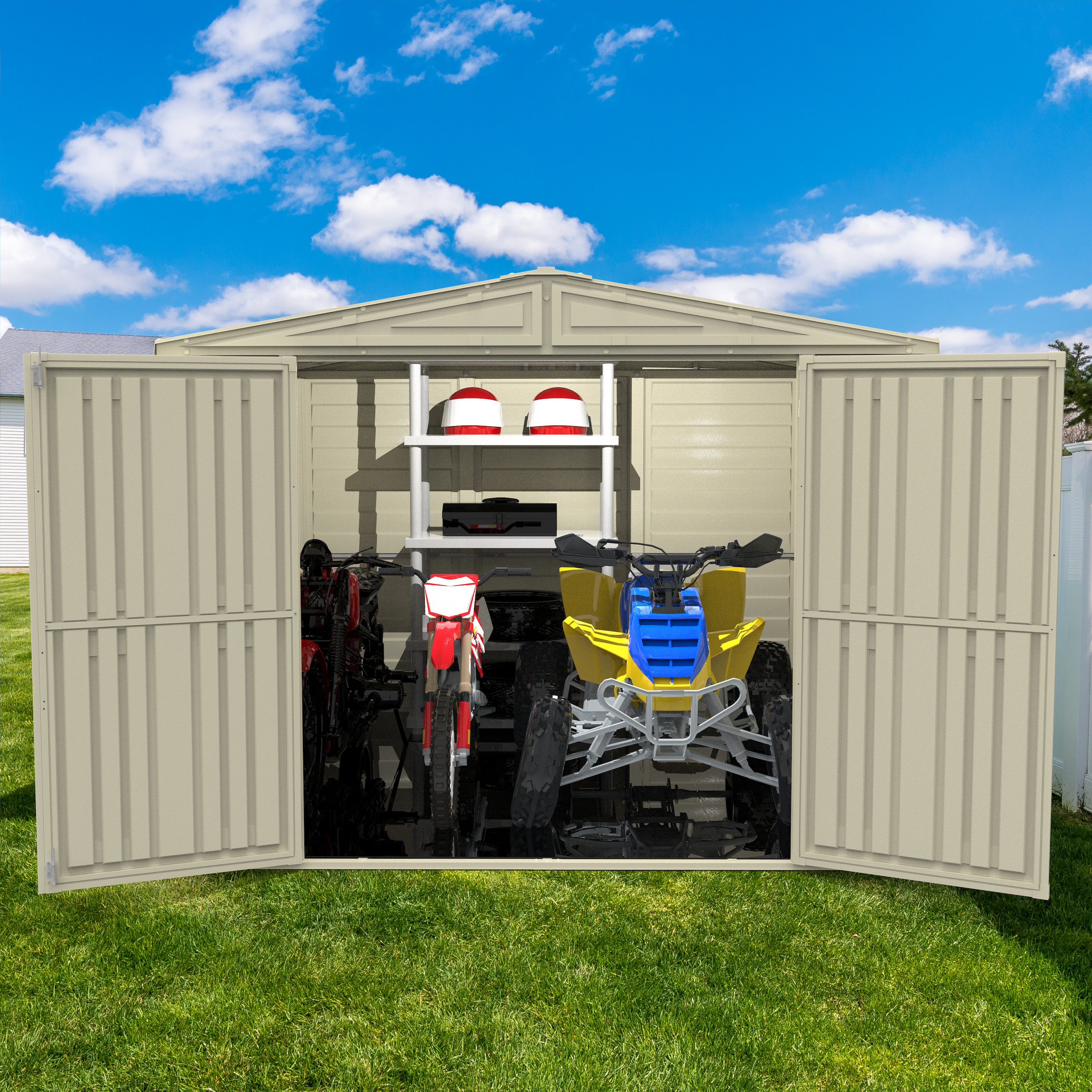 Duramax sheds Duramax 8ft x 8ft Duramate Vinyl Shed with Foundation Kit