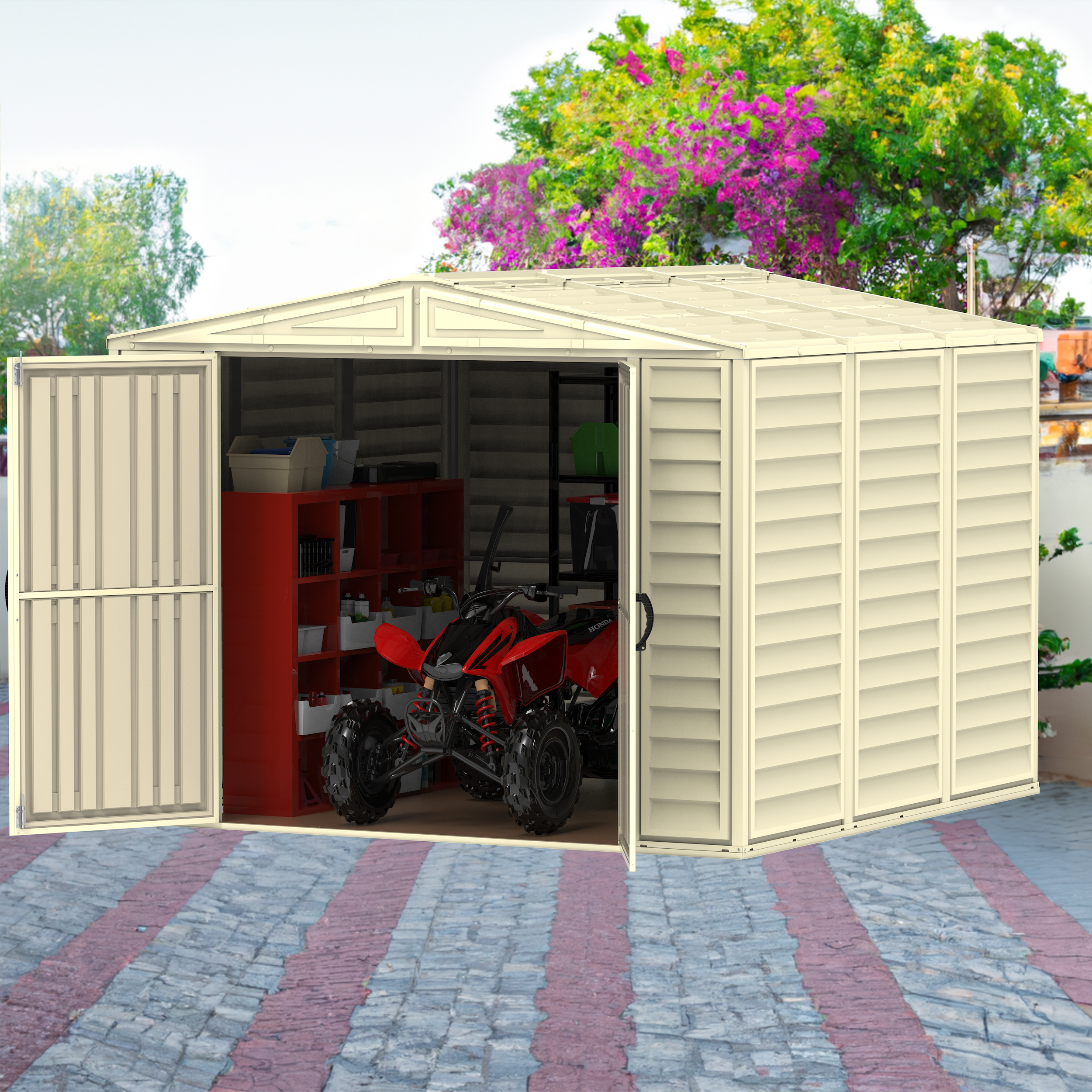 Duramax sheds Duramax 8ft x 8ft Duramate Vinyl Shed with Foundation Kit