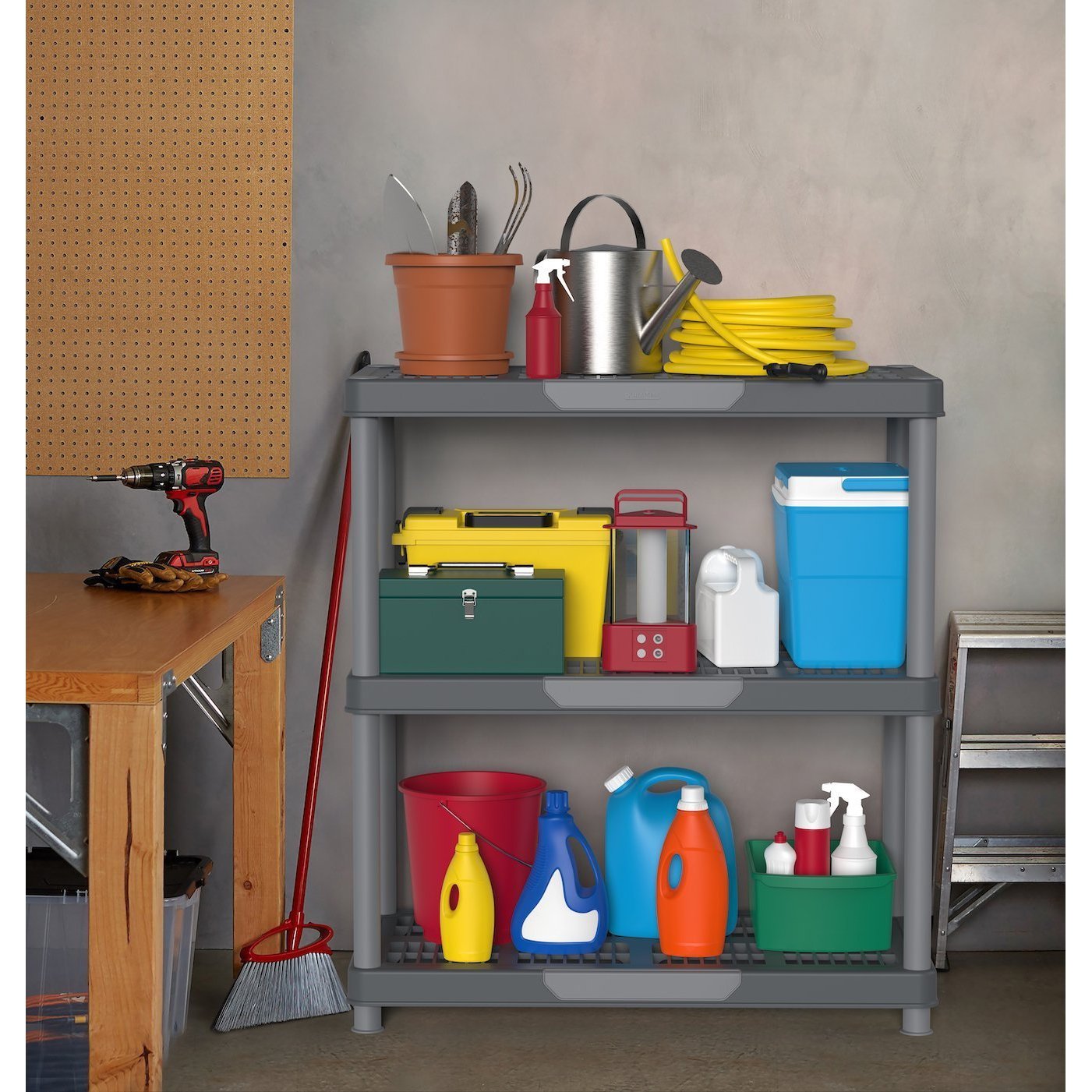 Duramax Shelving Racks Duramax Plastic Heavy Duty Multipurpose Freestanding 3 Tier Shelving Unit