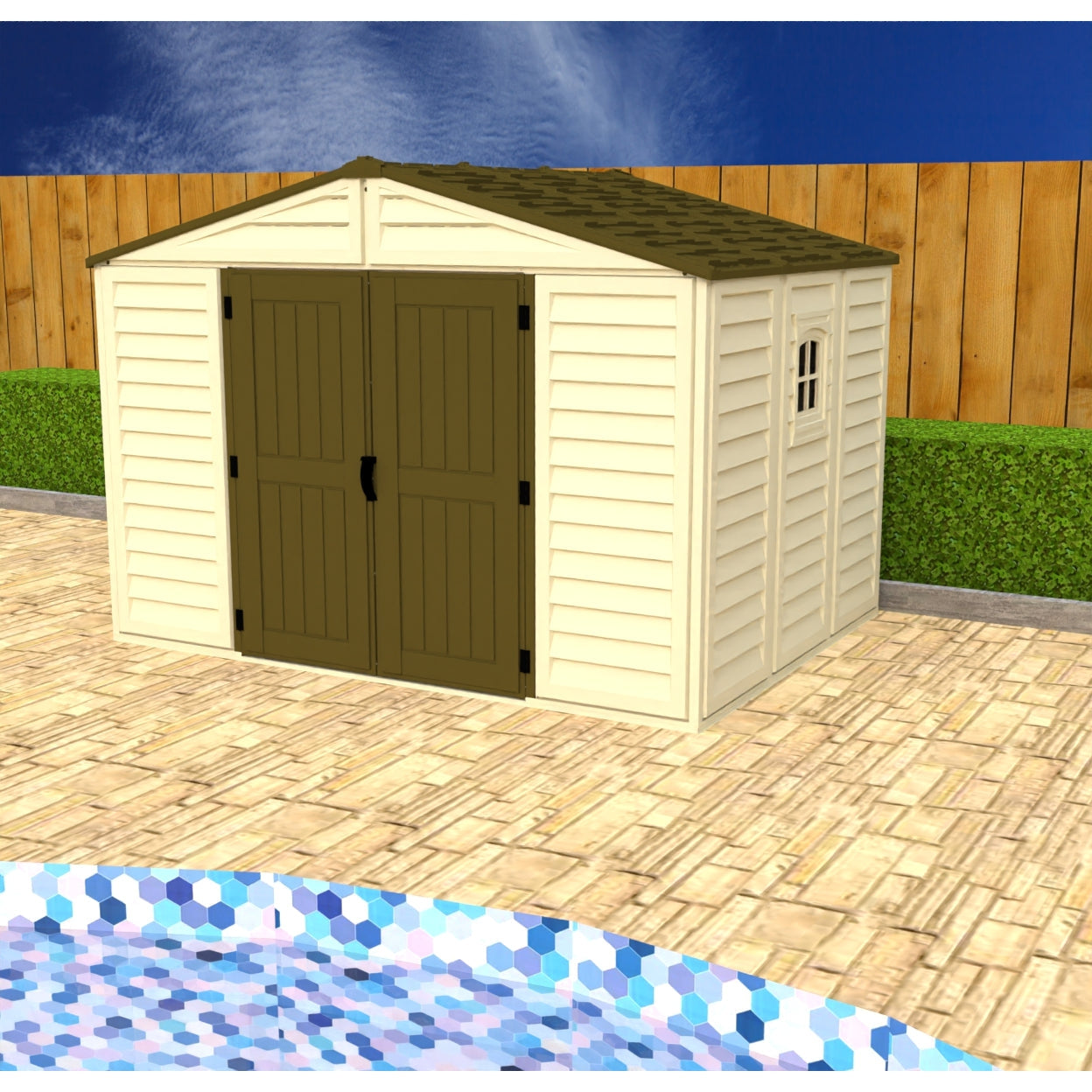 Duramax Vinyl Sheds DuraMax 10.5 ft x 8ft Woodbridge Plus Shed w/ Foundation Kit & Window