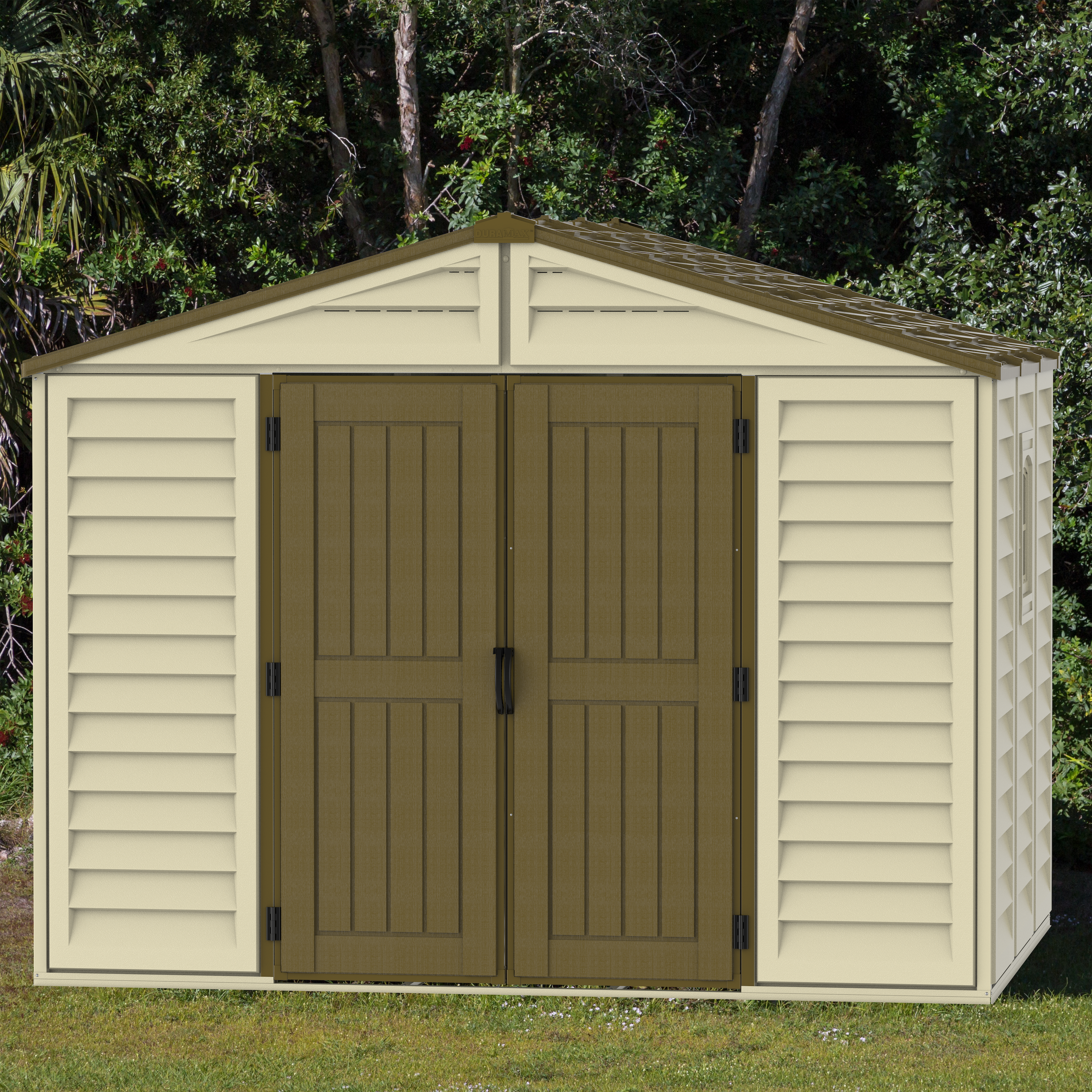 Duramax Vinyl Sheds DuraMax 10.5 ft x 8ft Woodbridge Plus Shed w/ Foundation Kit & Window