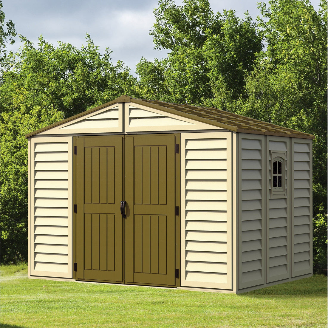 Duramax Vinyl Sheds DuraMax 10.5 ft x 8ft Woodbridge Plus Shed w/ Foundation Kit & Window