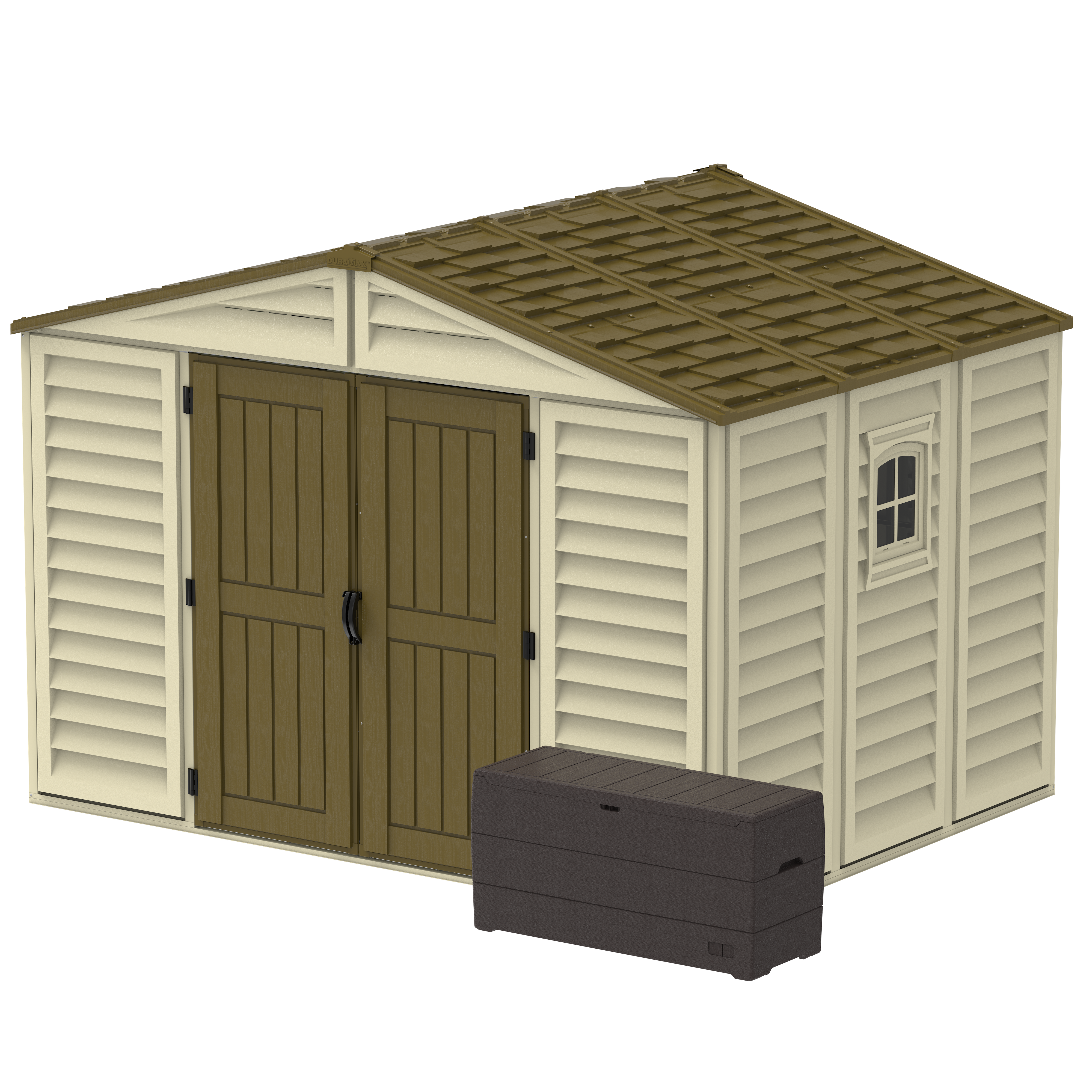 Duramax Vinyl Sheds DuraMax 10.5 ft x 8ft Woodbridge Plus Shed w/ Foundation Kit & Window