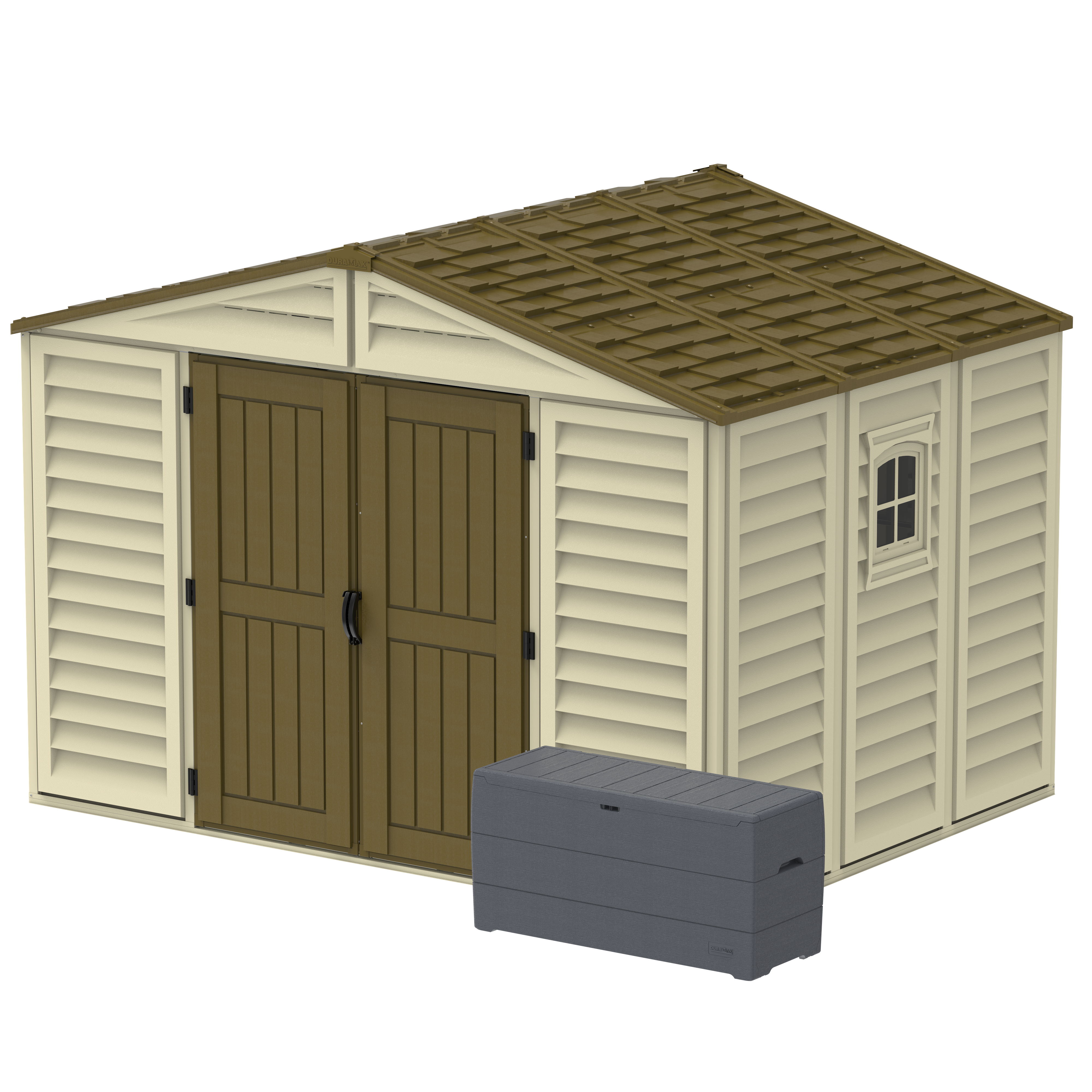 Duramax Vinyl Sheds DuraMax 10.5 ft x 8ft Woodbridge Plus Shed w/ Foundation Kit & Window