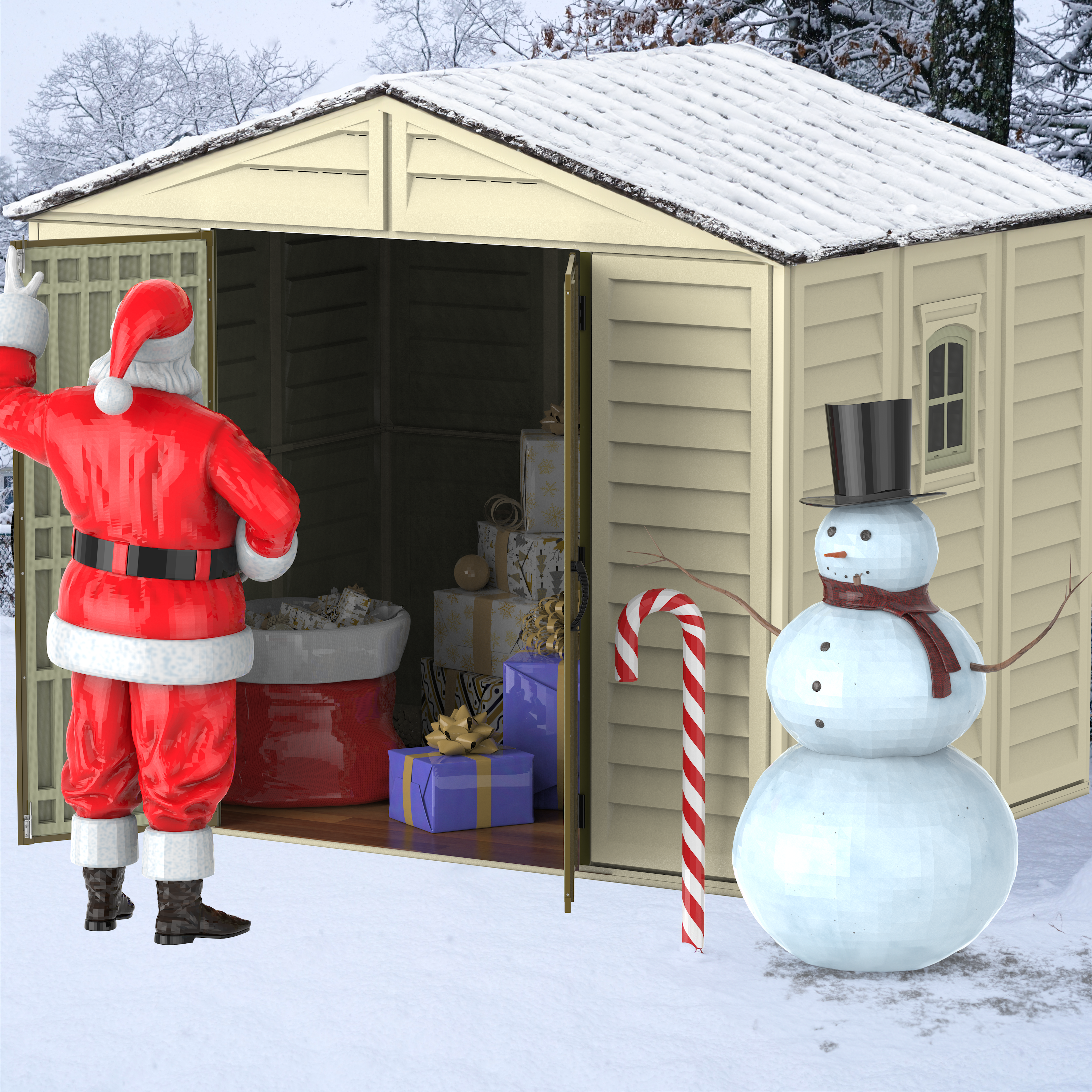 Duramax Vinyl Sheds DuraMax 10.5 ft x 8ft Woodbridge Plus Shed w/ Foundation Kit & Window