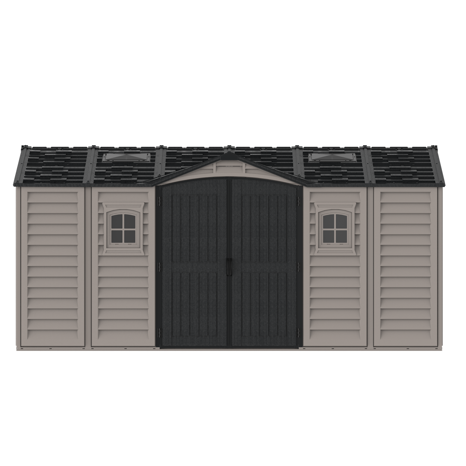 Duramax Vinyl Sheds Duramax 15 x 8 Apex Pro Vinyl Shed with Foundation, 2 Windows and 2 Doors