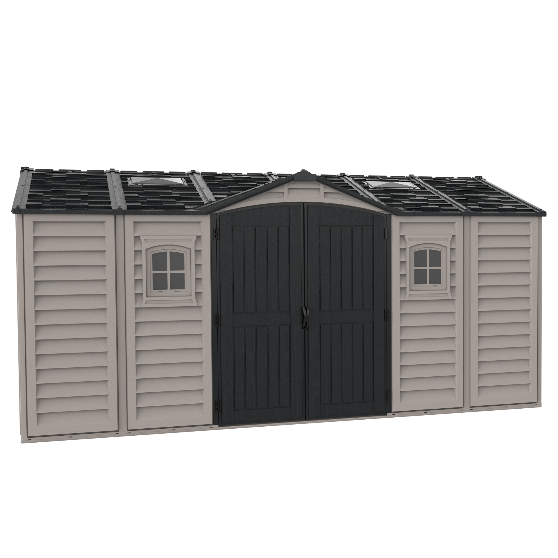 Duramax Vinyl Sheds Duramax 15 x 8 Apex Pro Vinyl Shed with Foundation, 2 Windows and 2 Doors