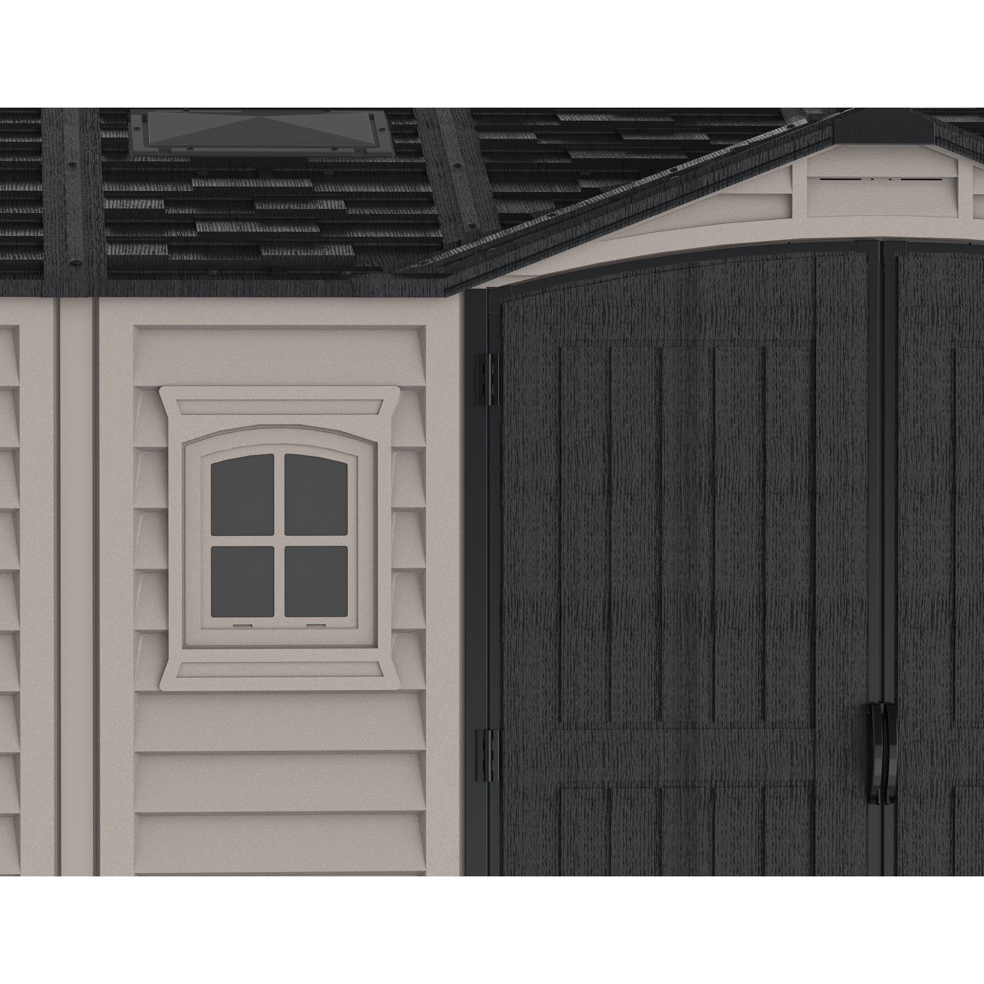 Duramax Vinyl Sheds Duramax 15 x 8 Apex Pro Vinyl Shed with Foundation, 2 Windows and 2 Doors