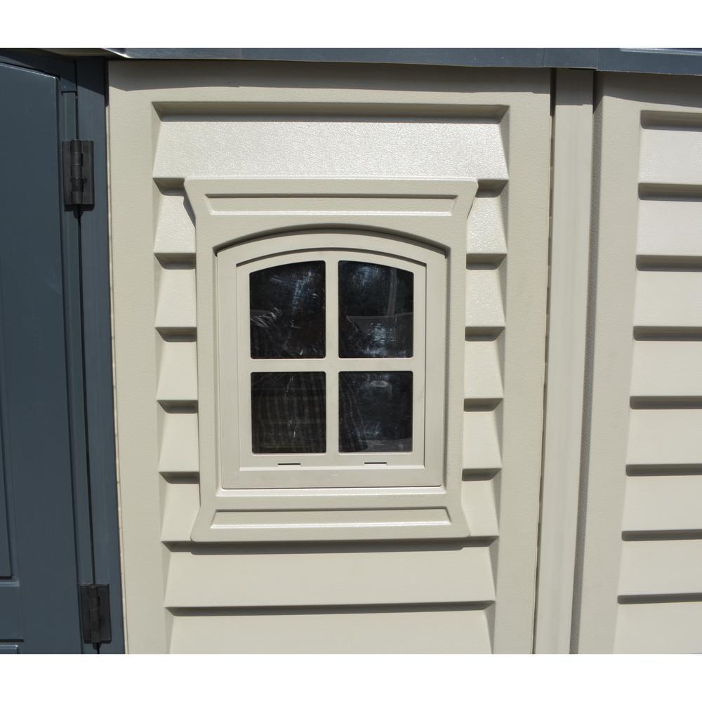Duramax Vinyl Sheds Duramax 15 x 8 Apex Pro Vinyl Shed with Foundation, 2 Windows and Side Door